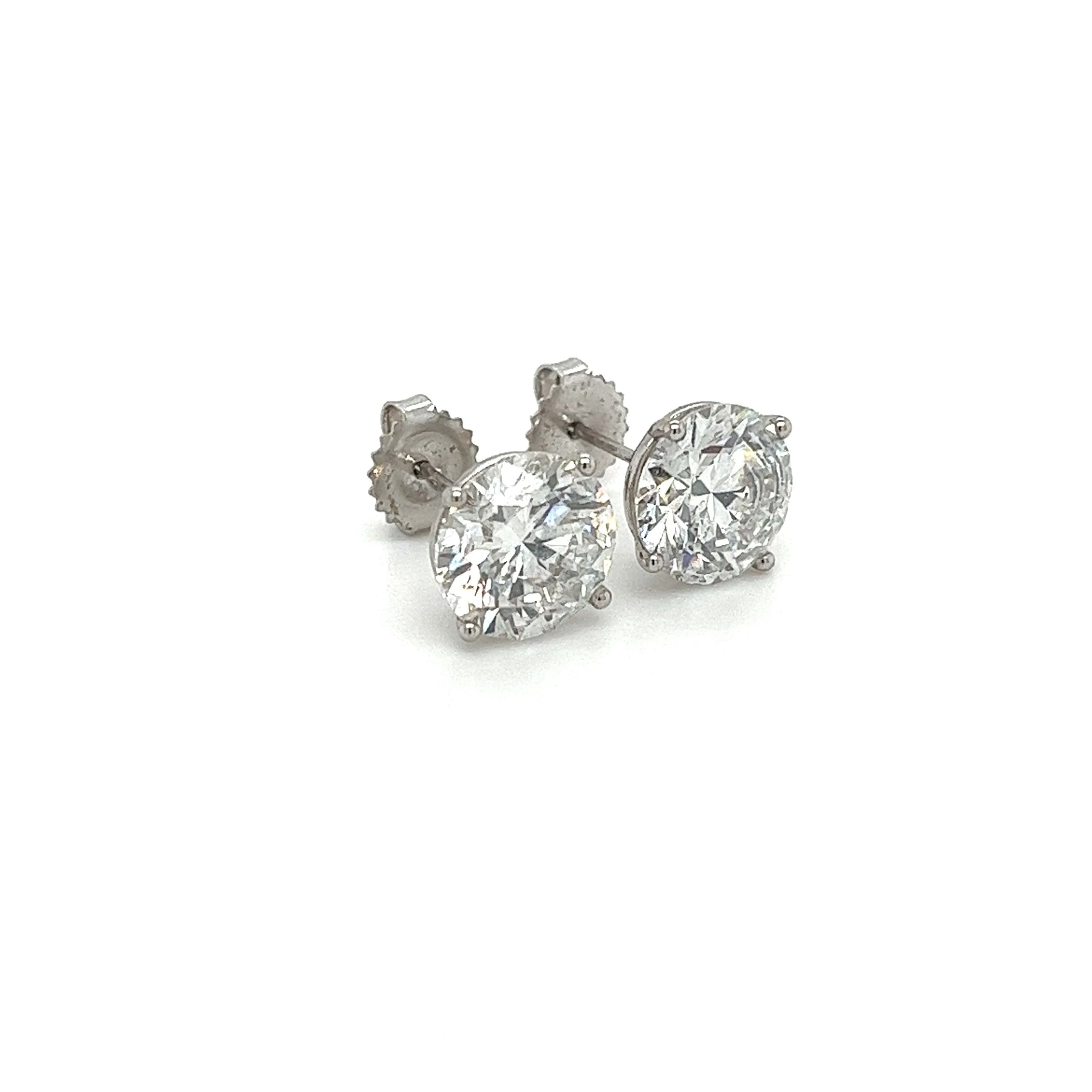 7.03 Carat Total Lab Grown CVD Diamond Martini Stud Earrings in 14K White Gold - Image 2