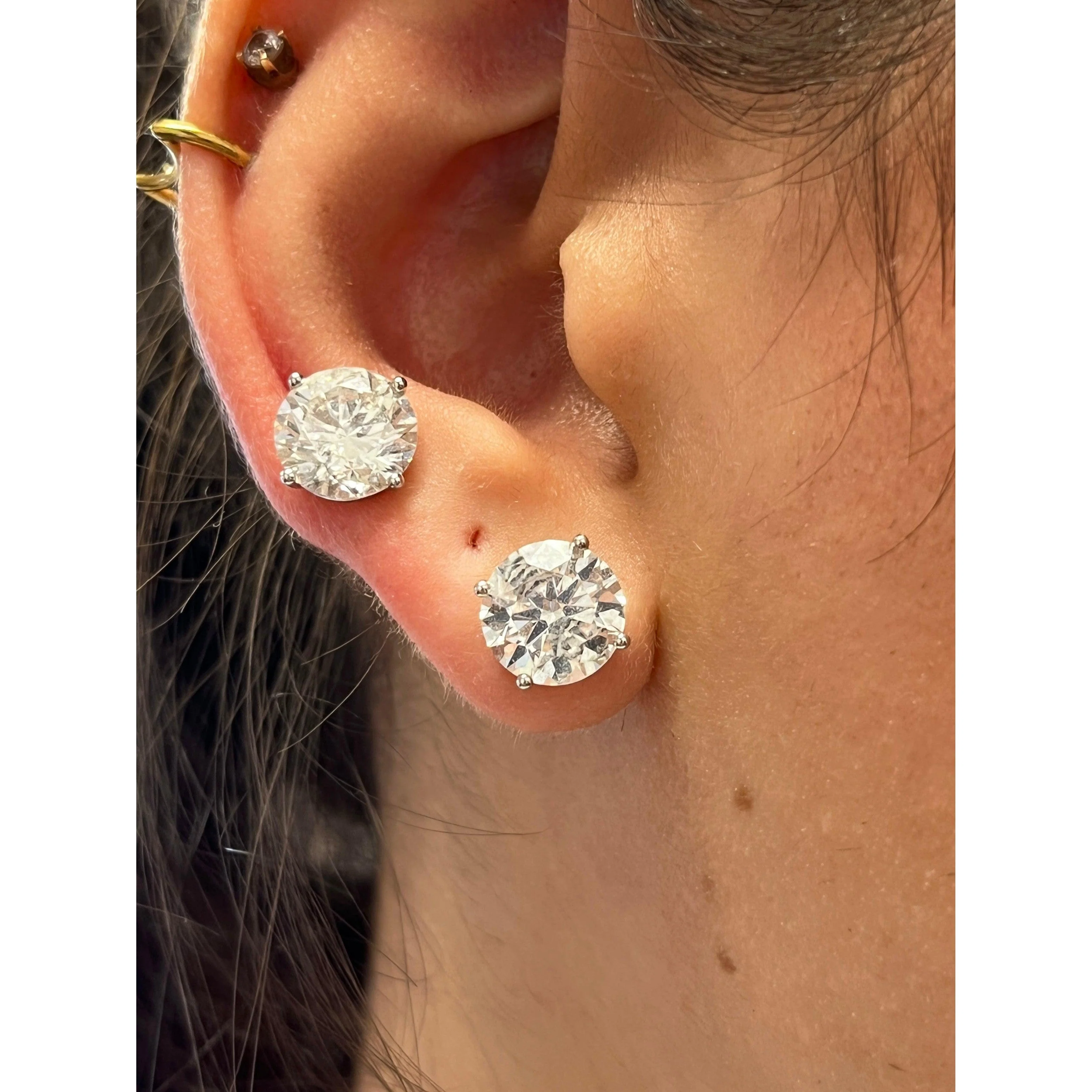 7.03 Carat Total Lab Grown CVD Diamond Martini Stud Earrings in 14K White Gold - Image 7