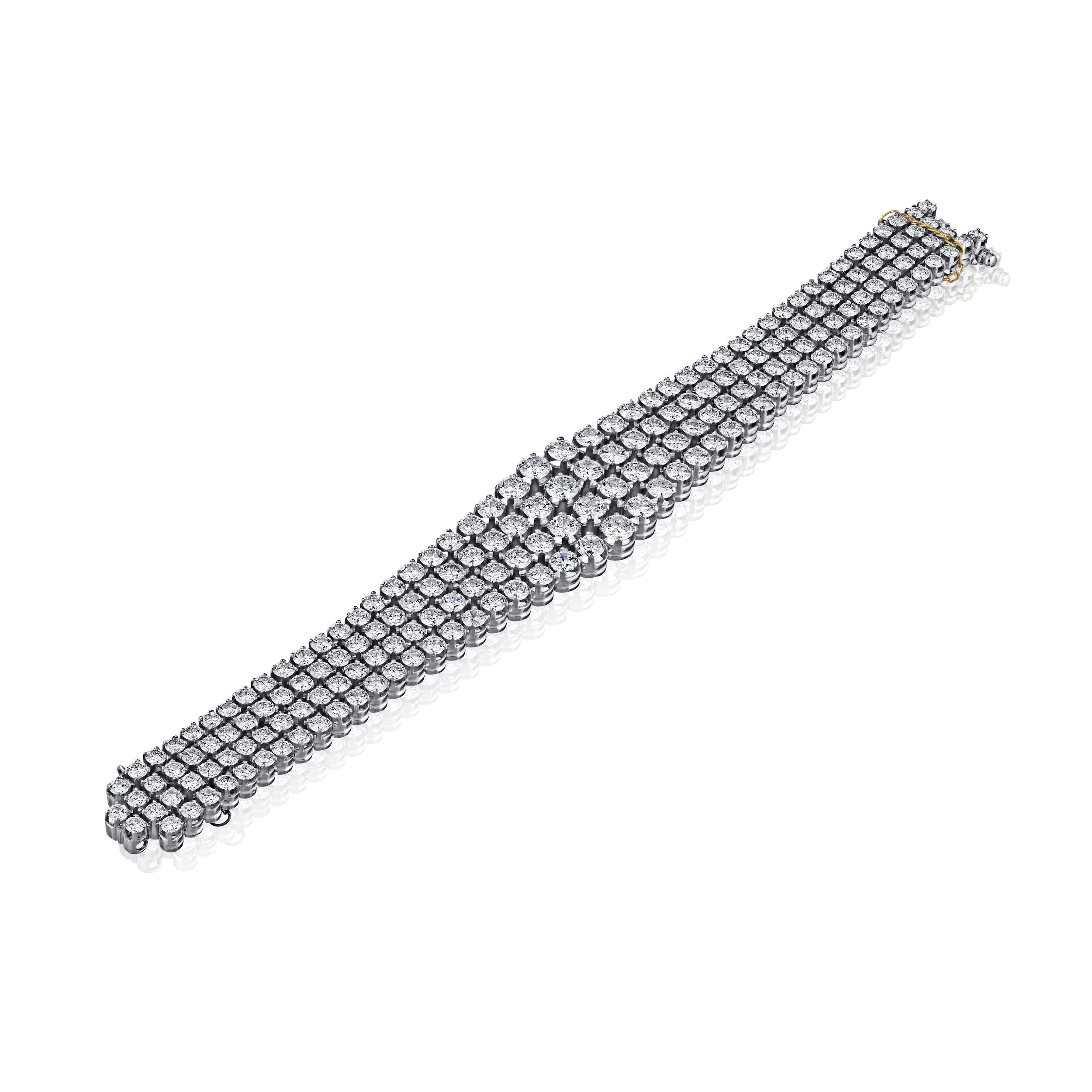 75ct Round Diamond Platinum Tennis Necklace & Bracelet Set - Image 3