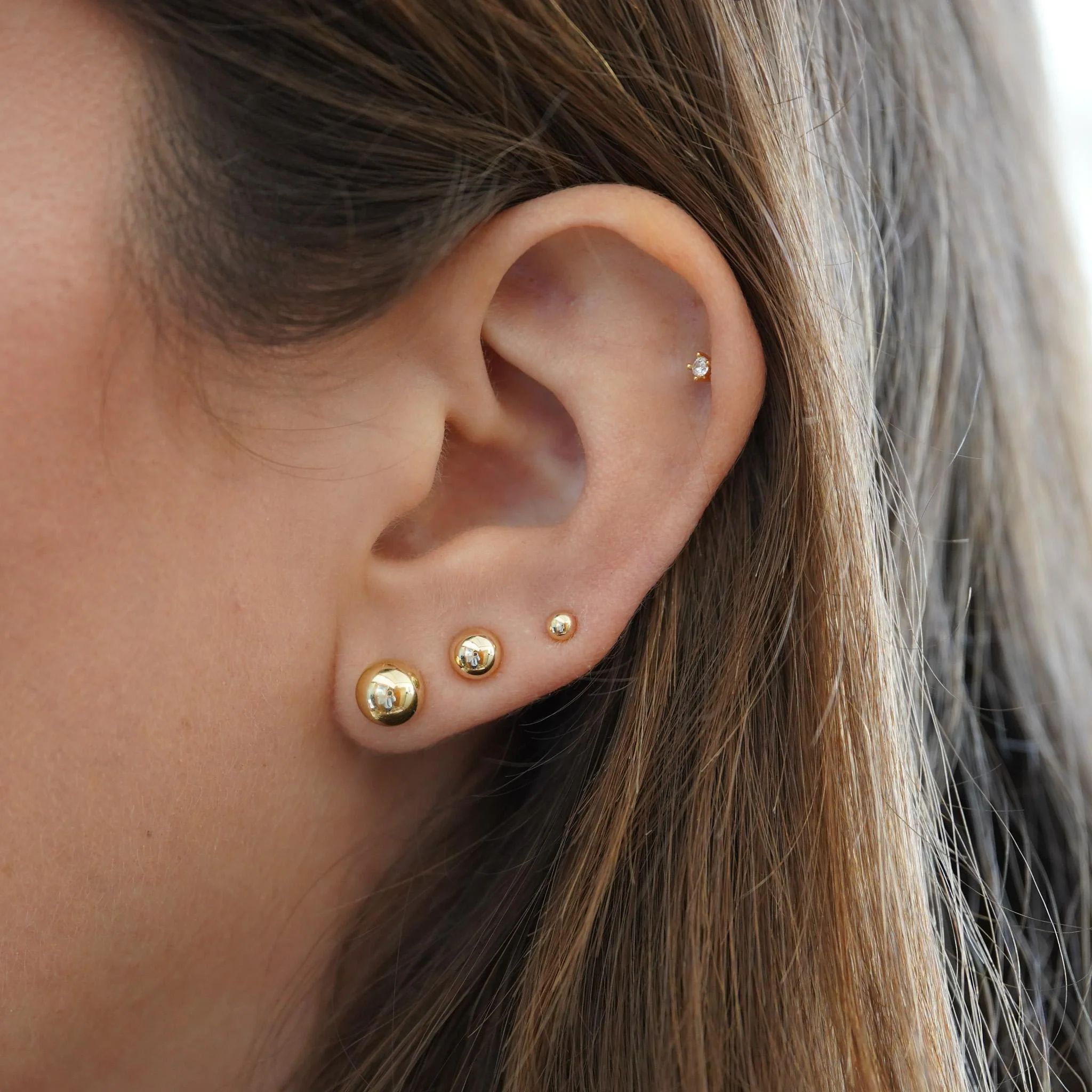 7mm Classic 14K Solid Gold Ball Stud Earrings - Image 10
