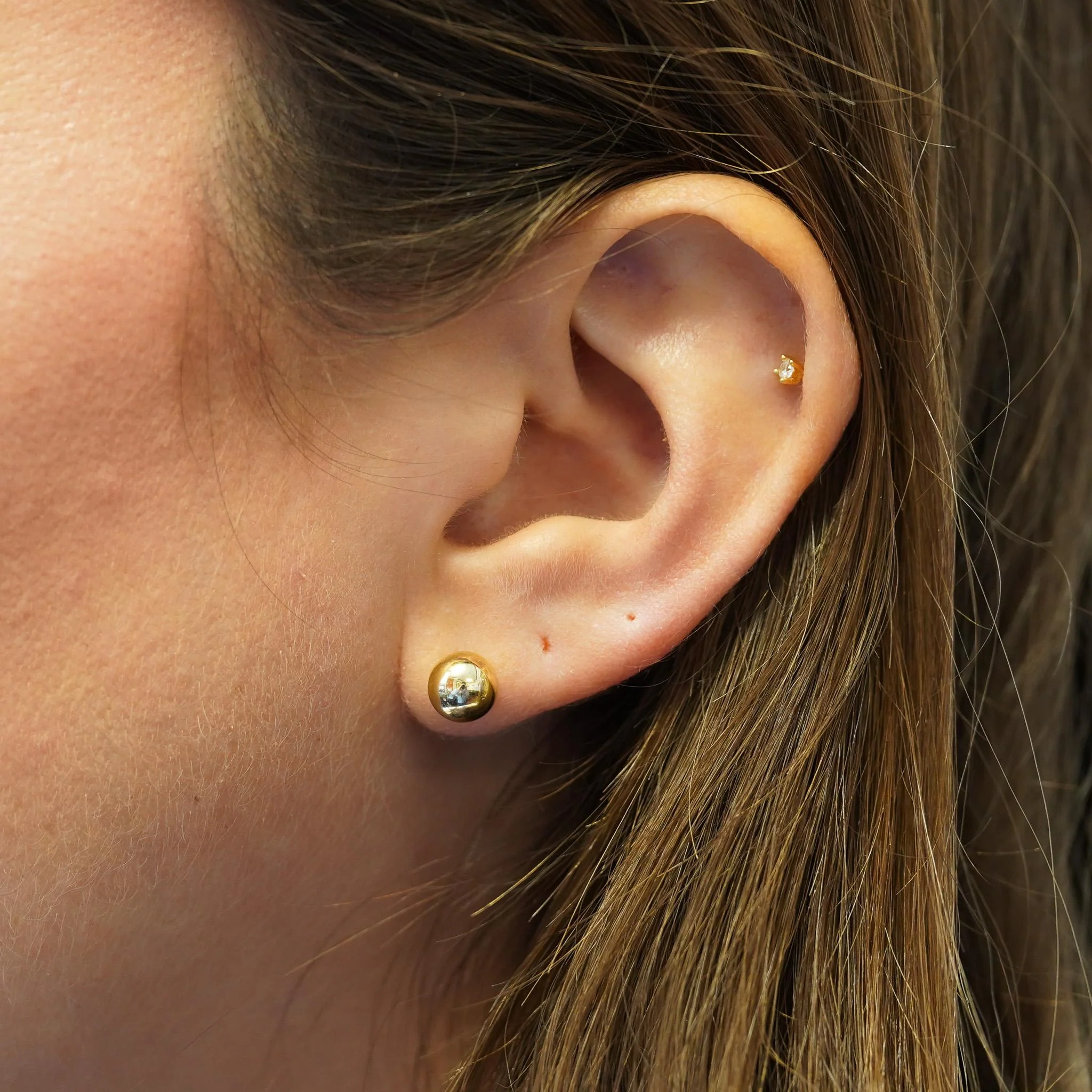 7mm Classic 14K Solid Gold Ball Stud Earrings - Image 3