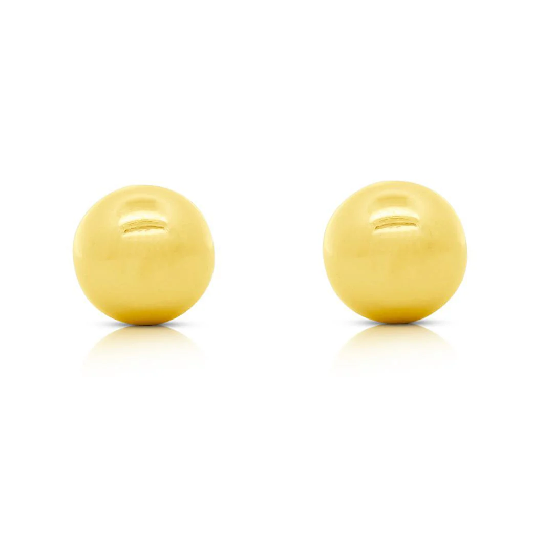 7mm Classic 14K Solid Gold Ball Stud Earrings - Image 5