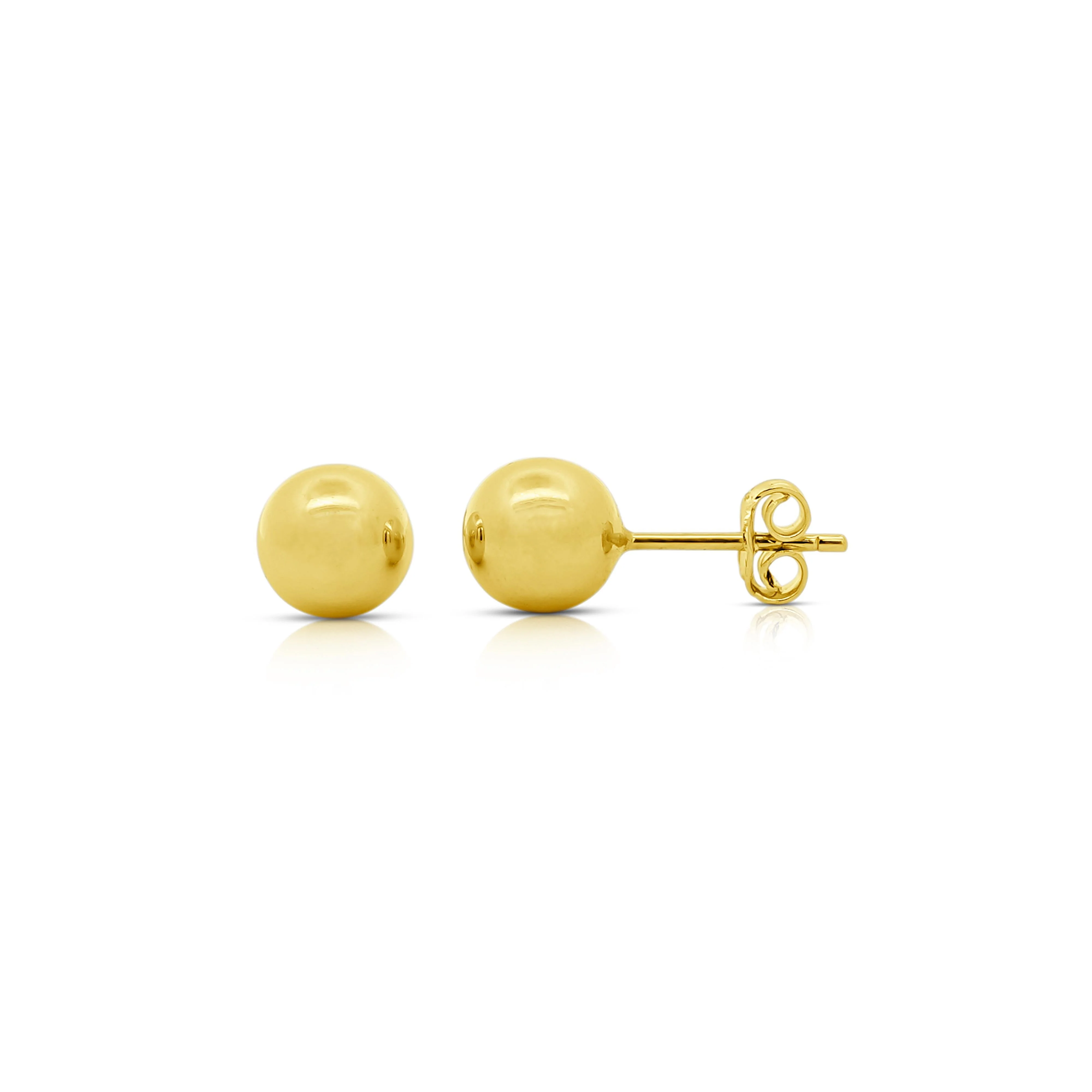 7mm Classic 14K Solid Gold Ball Stud Earrings - Image 7