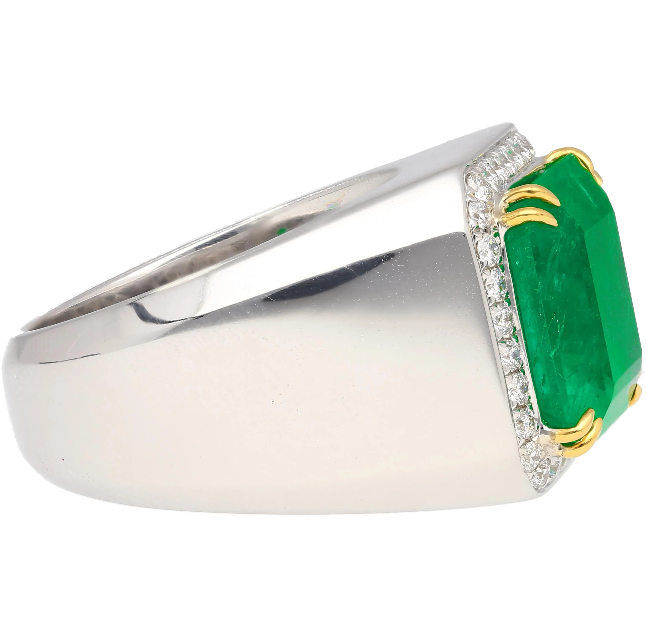 8.23 Carat Colombian Emerald & Diamond 18K Gold Mens Ring | GRS Certified - Image 8