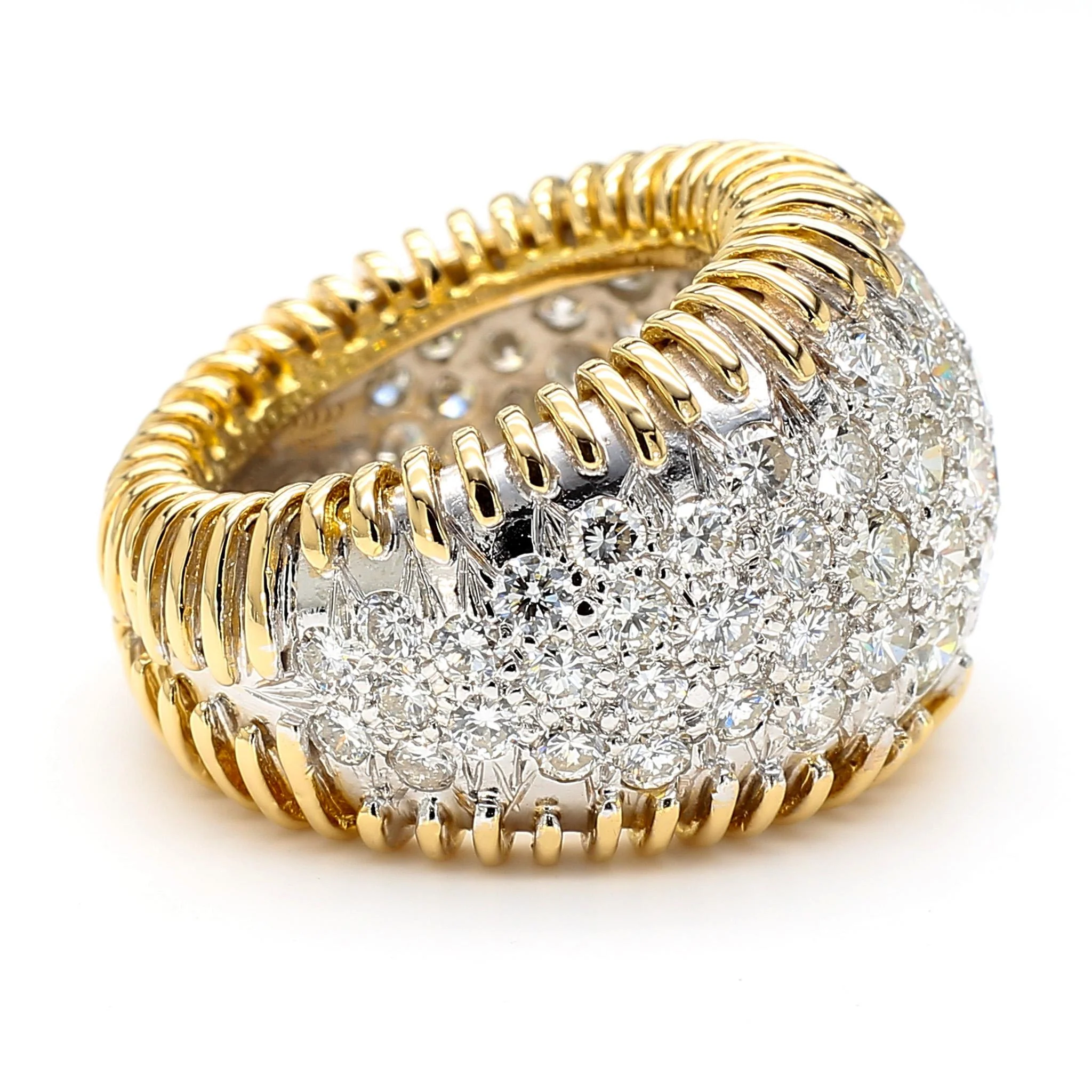 8.5 Carat Diamond Pave Set 18K Gold Vintage Dome Band Ring - Image 3