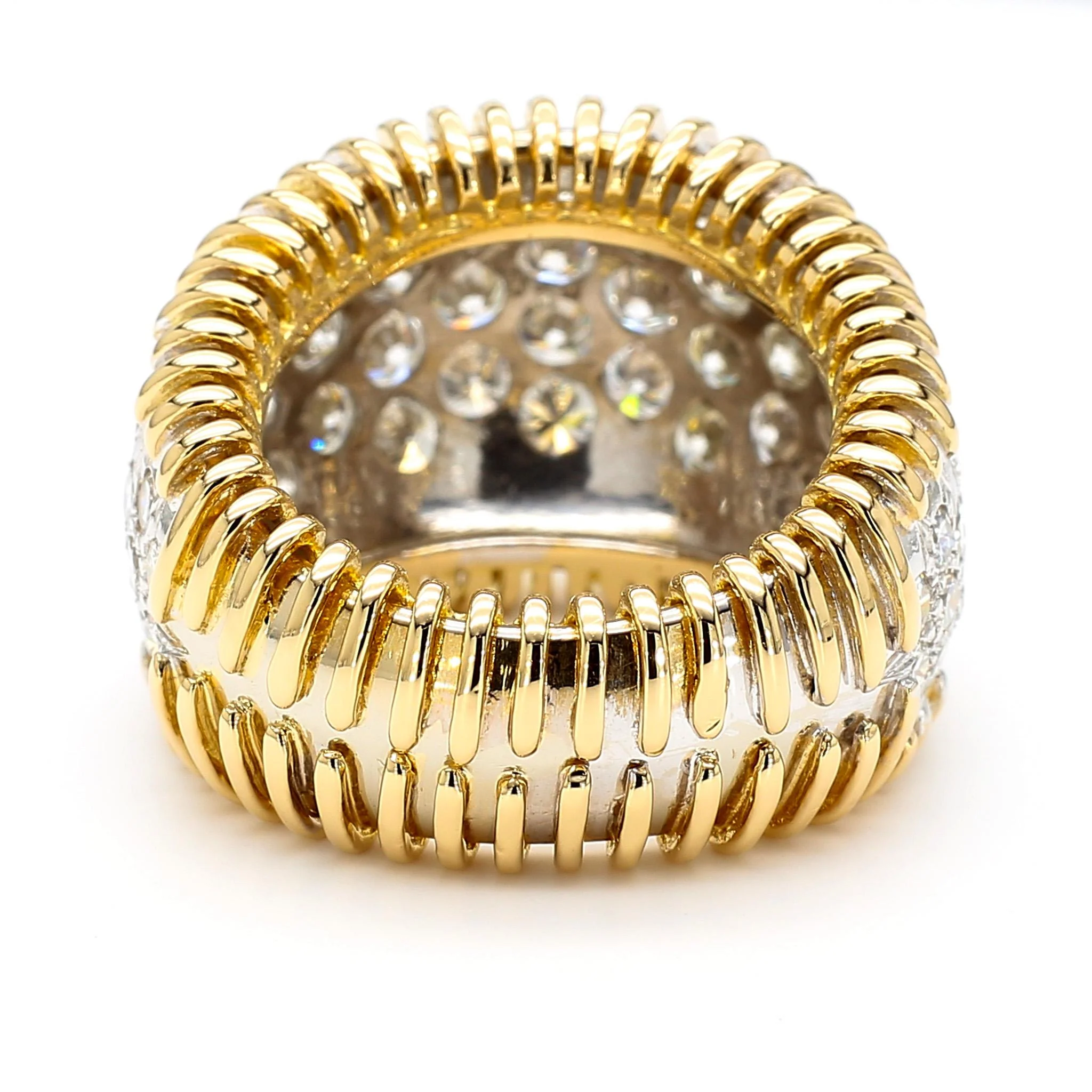 8.5 Carat Diamond Pave Set 18K Gold Vintage Dome Band Ring - Image 4