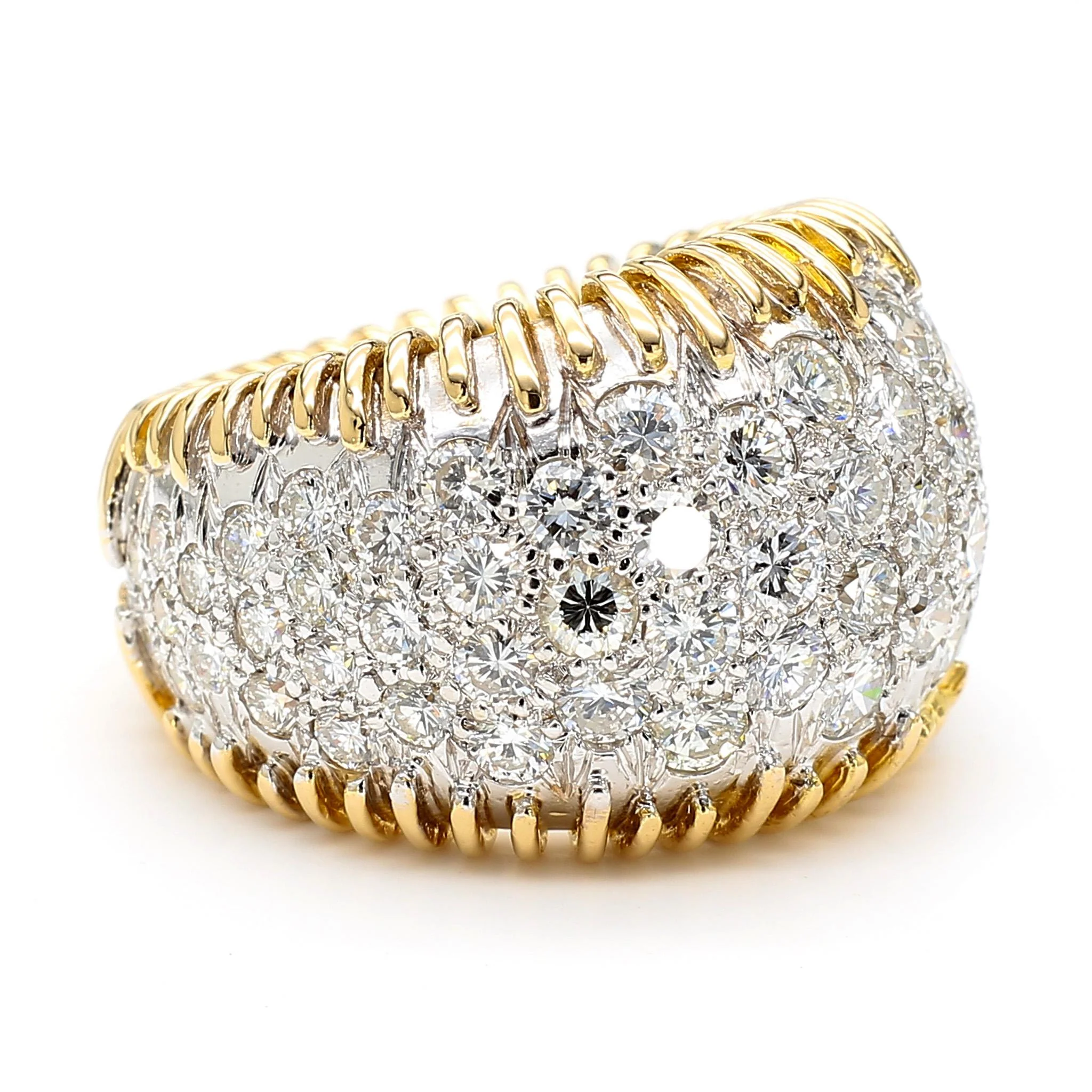 8.5 Carat Diamond Pave Set 18K Gold Vintage Dome Band Ring - Image 5