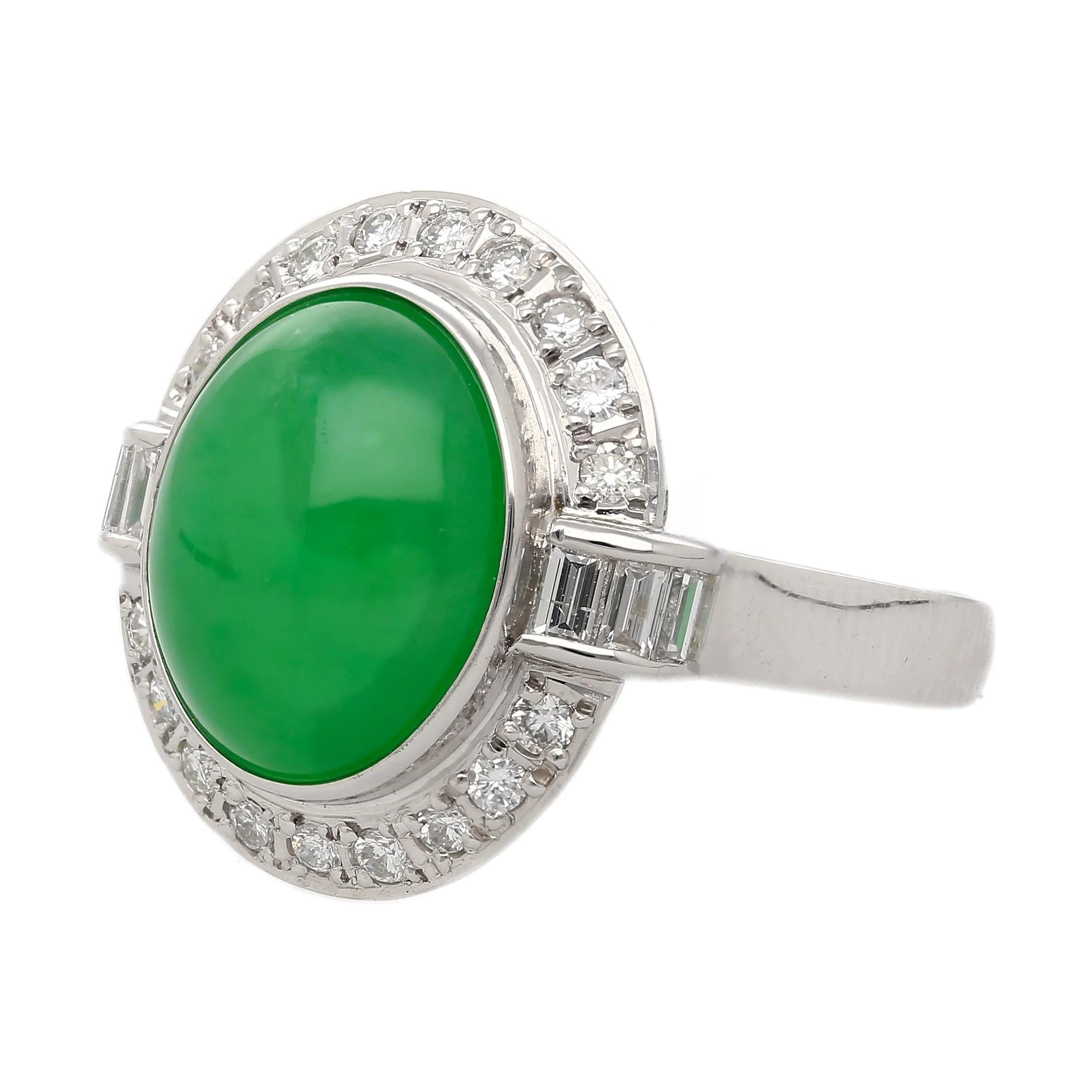 8.55ct Untreated Fei Cui Jadeite Jade Diamond Platinum Ring - Image 7