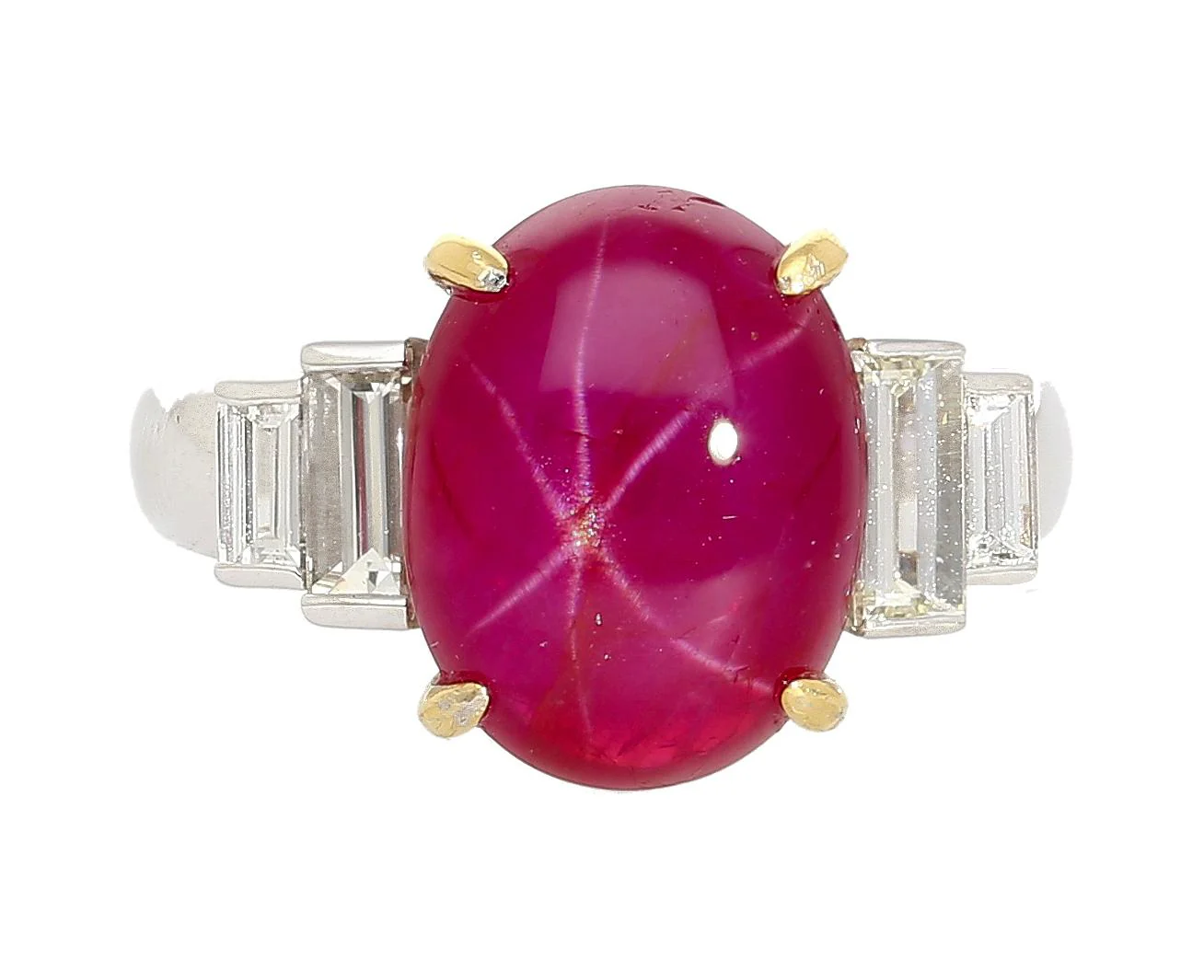 8.76 Carat Burma No Heat Star Ruby and Diamond Platinum Ring - Image 2
