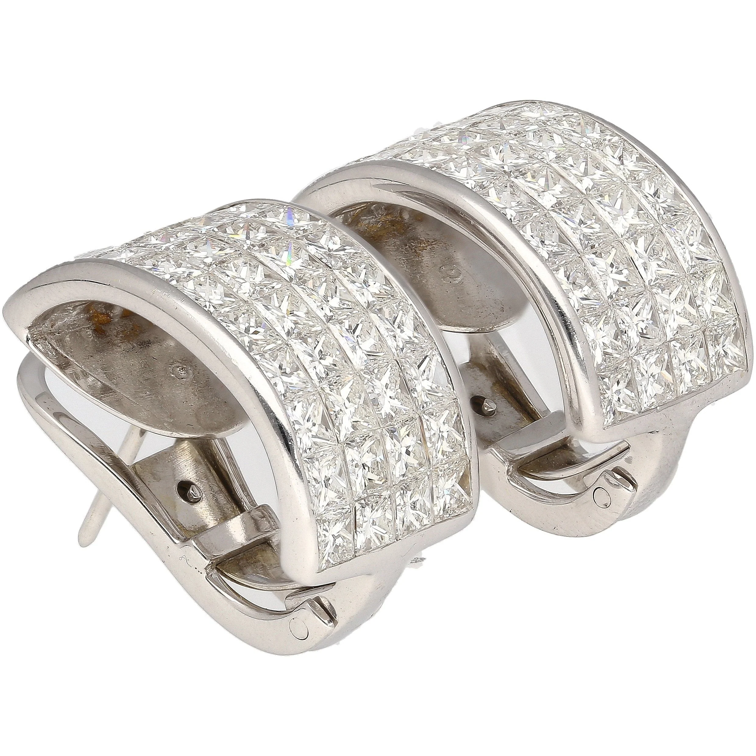 8.82 CTTW Princess Cut Natural Diamond Clip On Earrings in 18K White Gold - Image 3