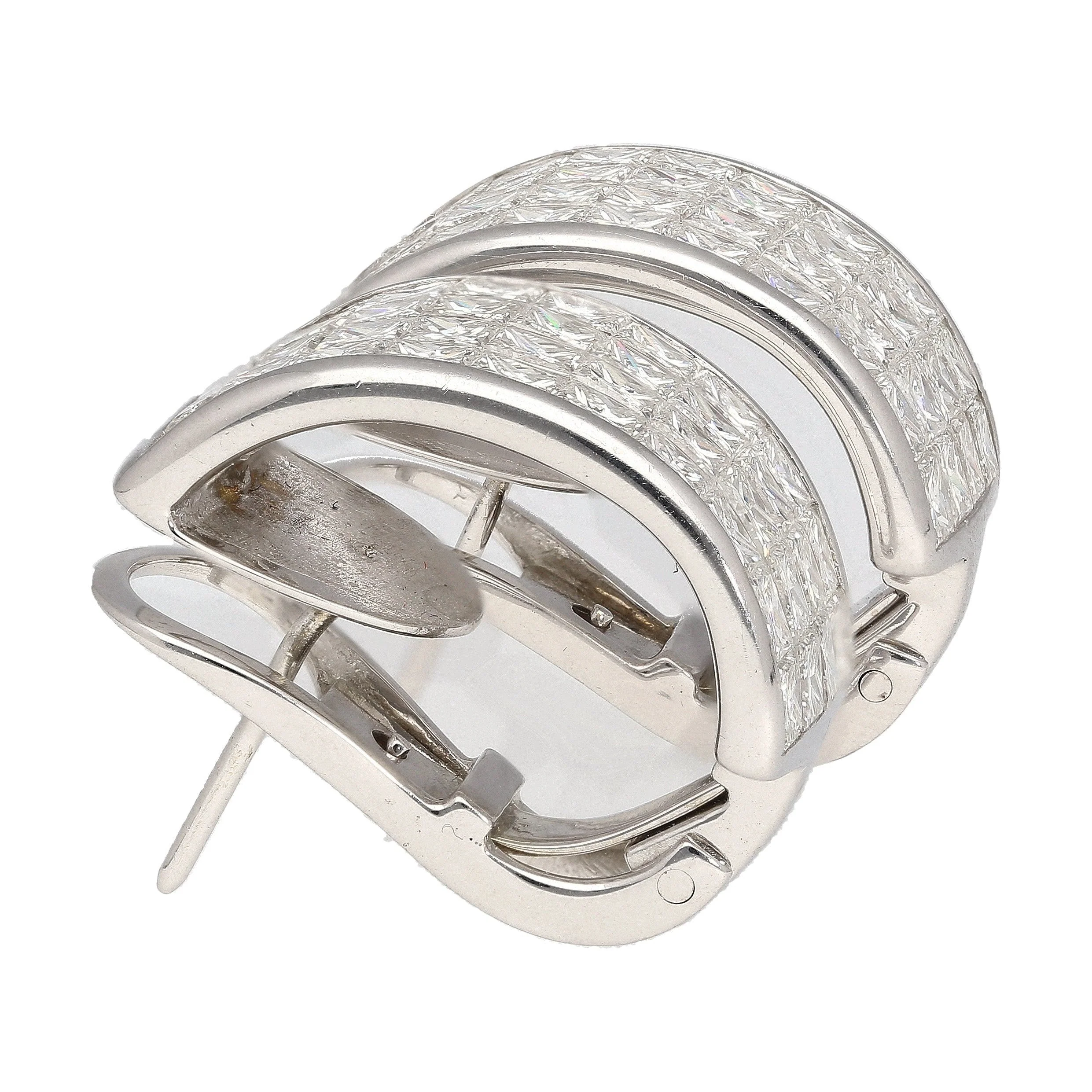 8.82 CTTW Princess Cut Natural Diamond Clip On Earrings in 18K White Gold - Image 4