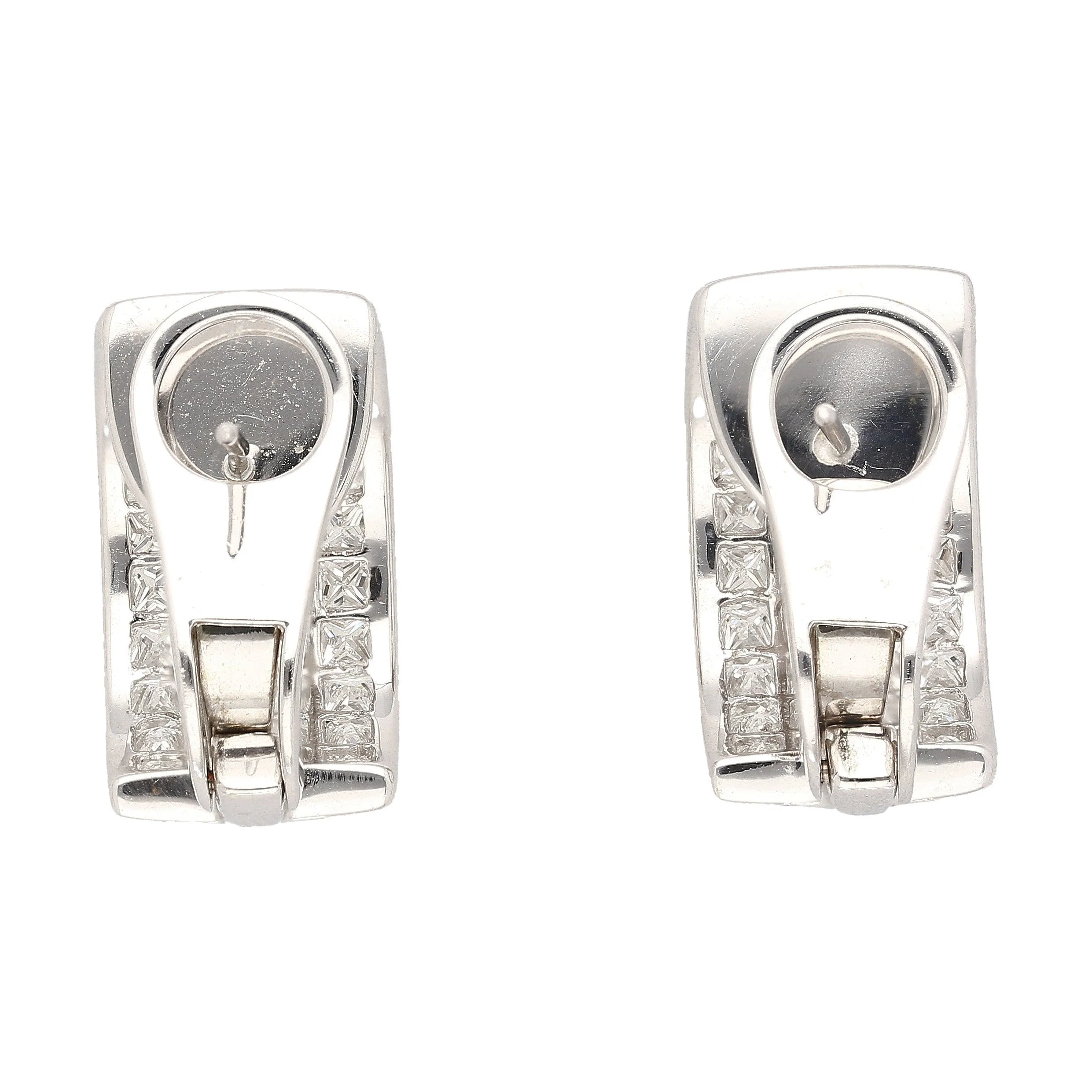 8.82 CTTW Princess Cut Natural Diamond Clip On Earrings in 18K White Gold - Image 5