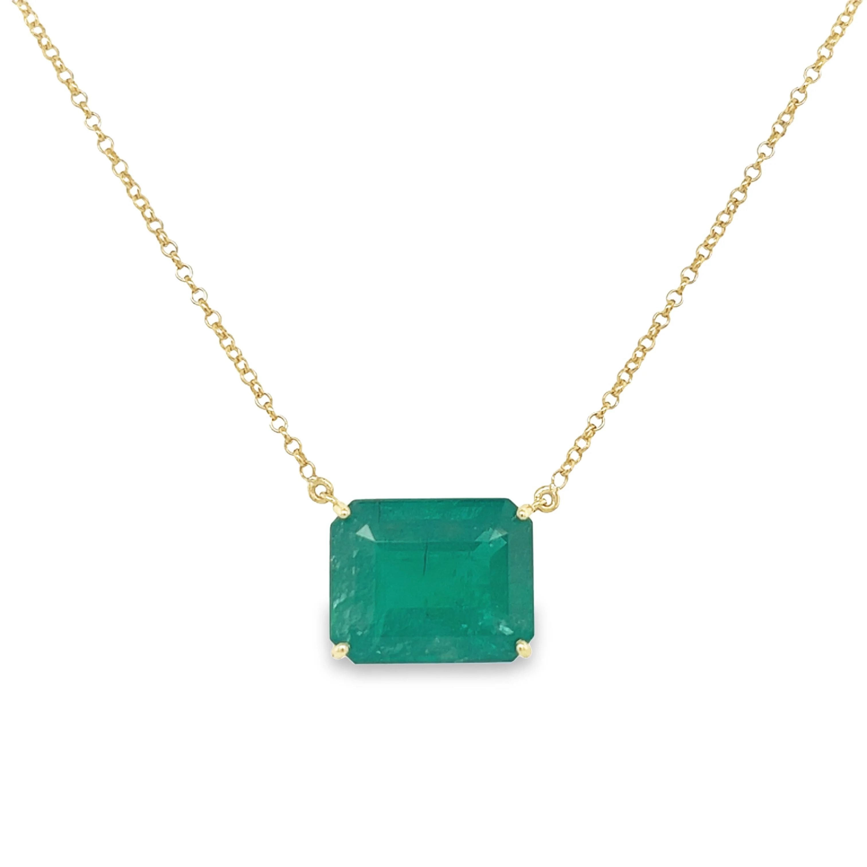 8.67 Carat Vivid Green Colombian Emerald Solitaire 18K Gold Pendant Necklace - Image 4