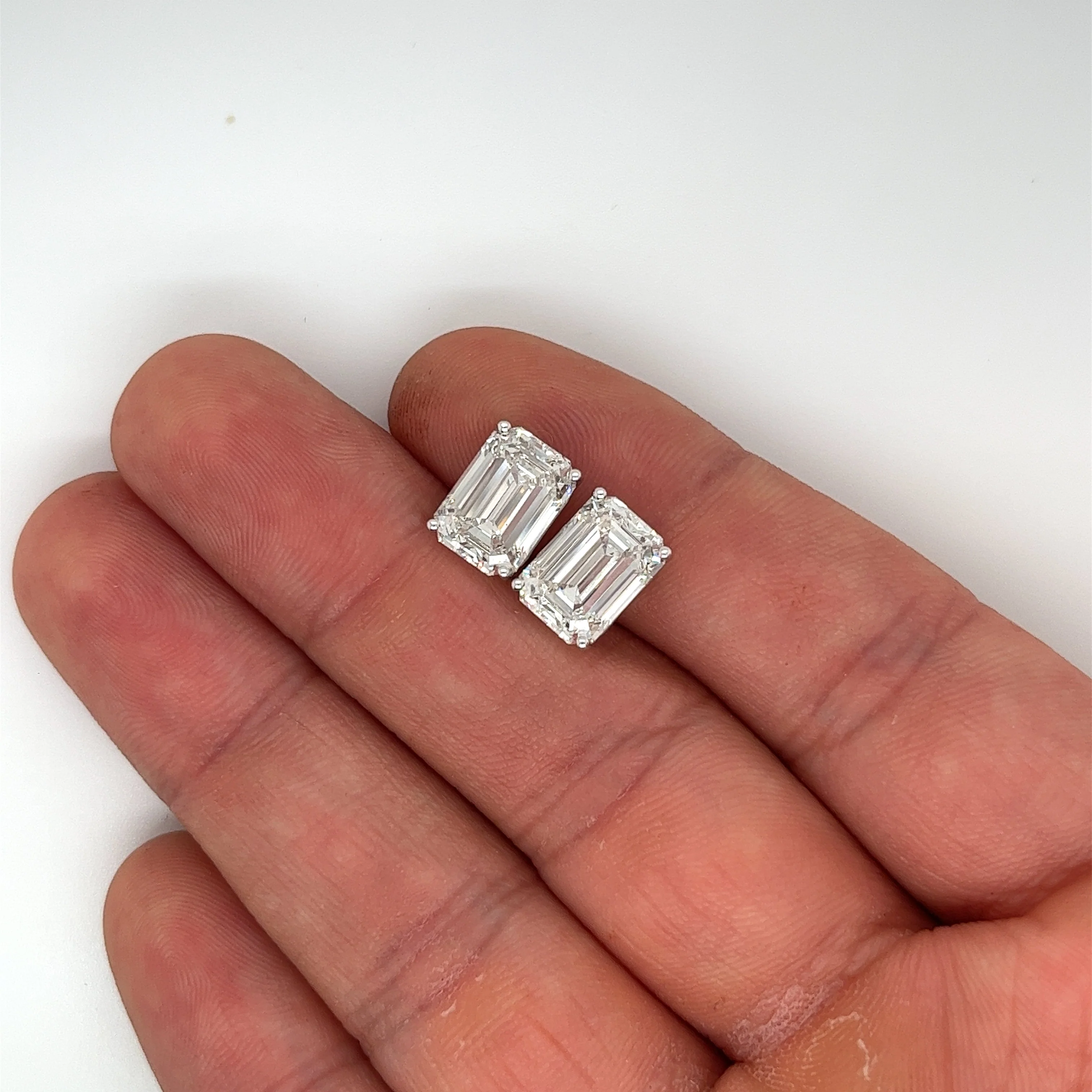 8 Carat TW Emerald Cut Lab Grown Diamond Stud Earrings | IGI Certified - Image 4