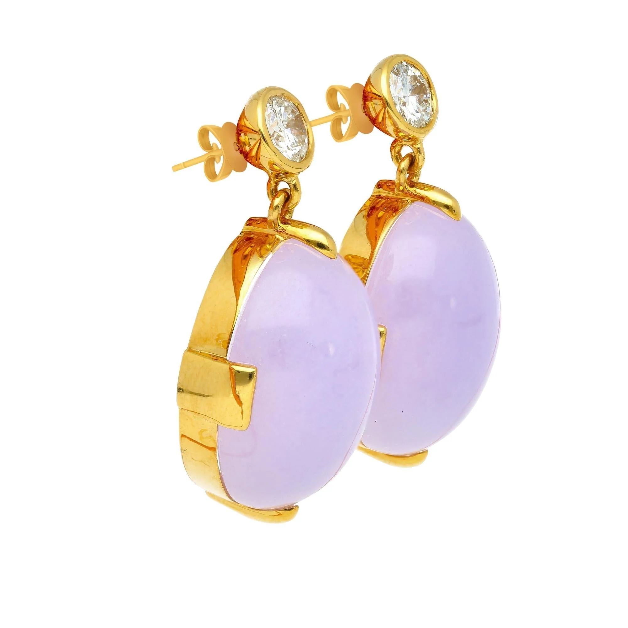 86.44ct Purple Jadeite Jade Diamond Gold Necklace Earring Set - Image 10