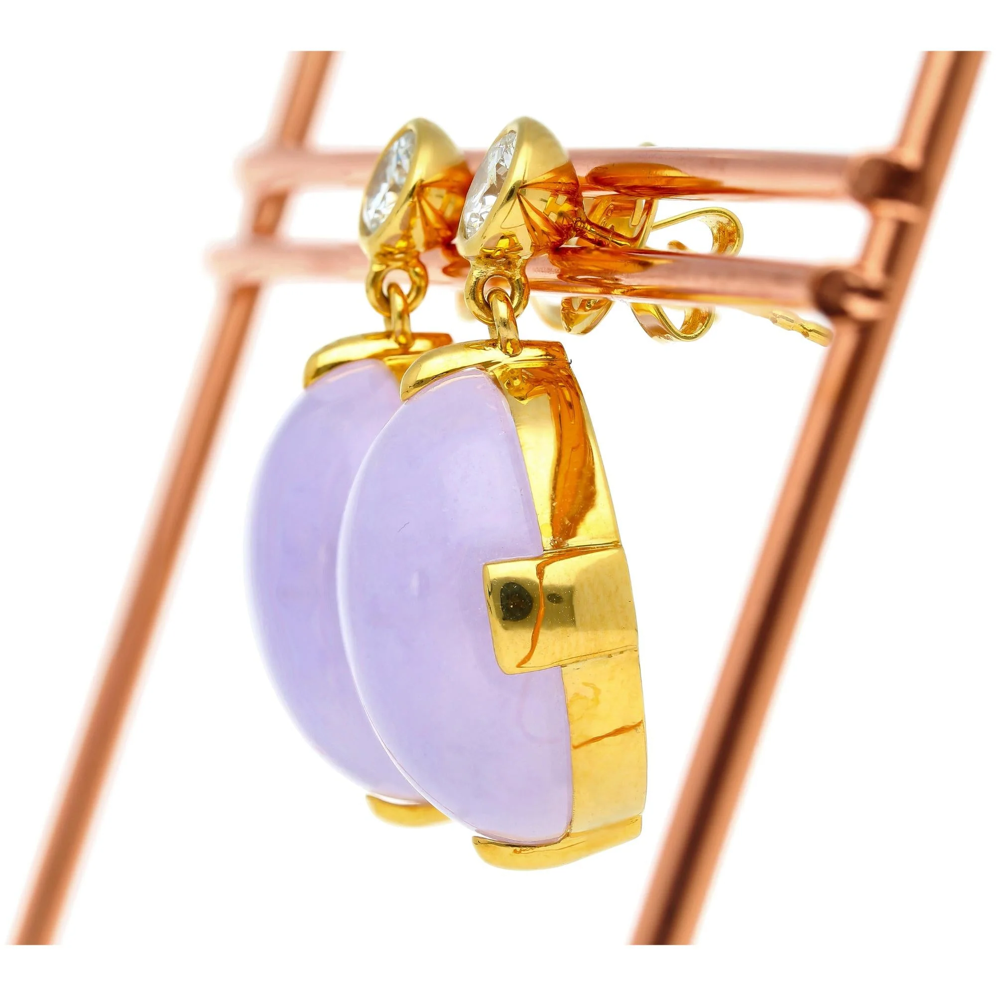 86.44ct Purple Jadeite Jade Diamond Gold Necklace Earring Set - Image 11