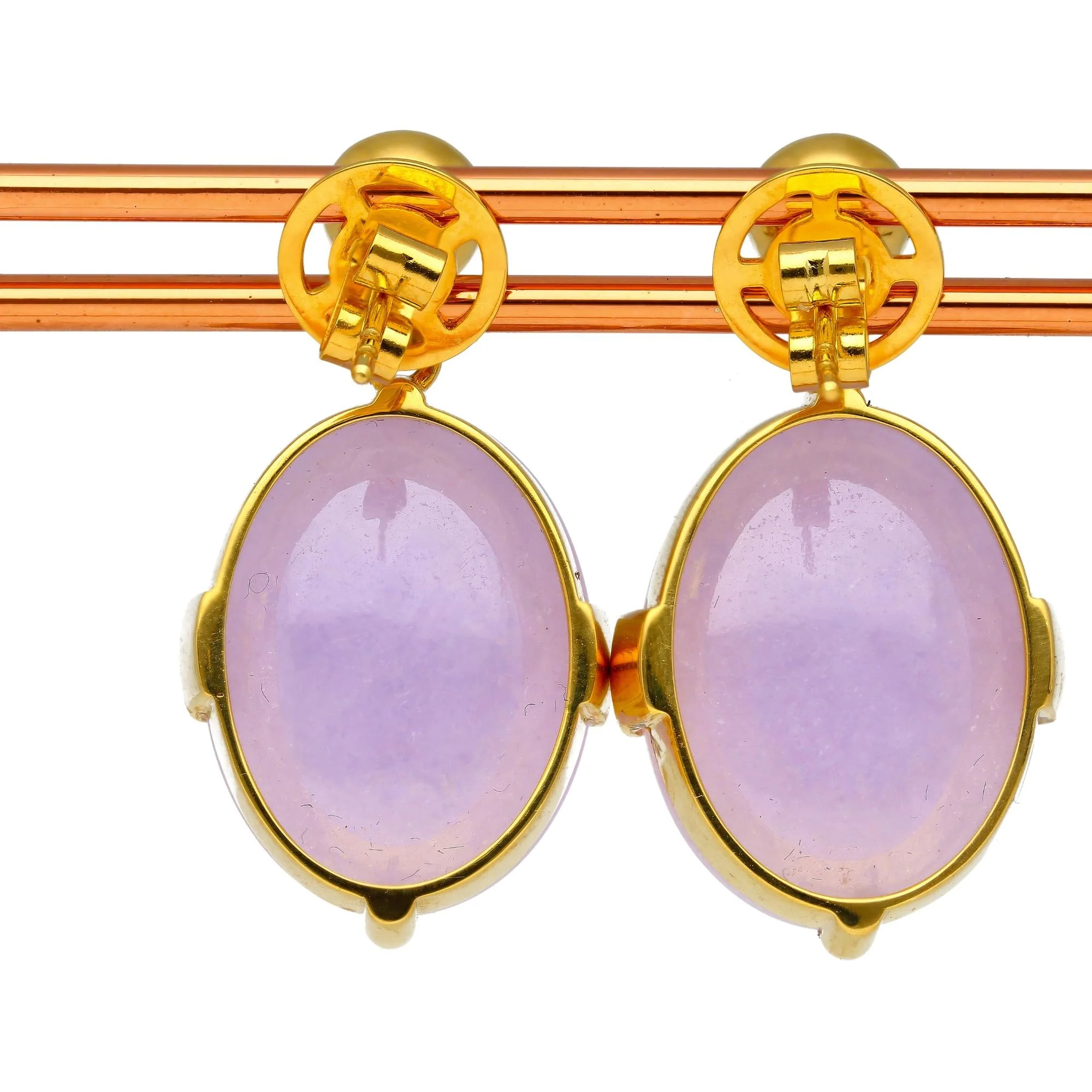 86.44ct Purple Jadeite Jade Diamond Gold Necklace Earring Set - Image 12
