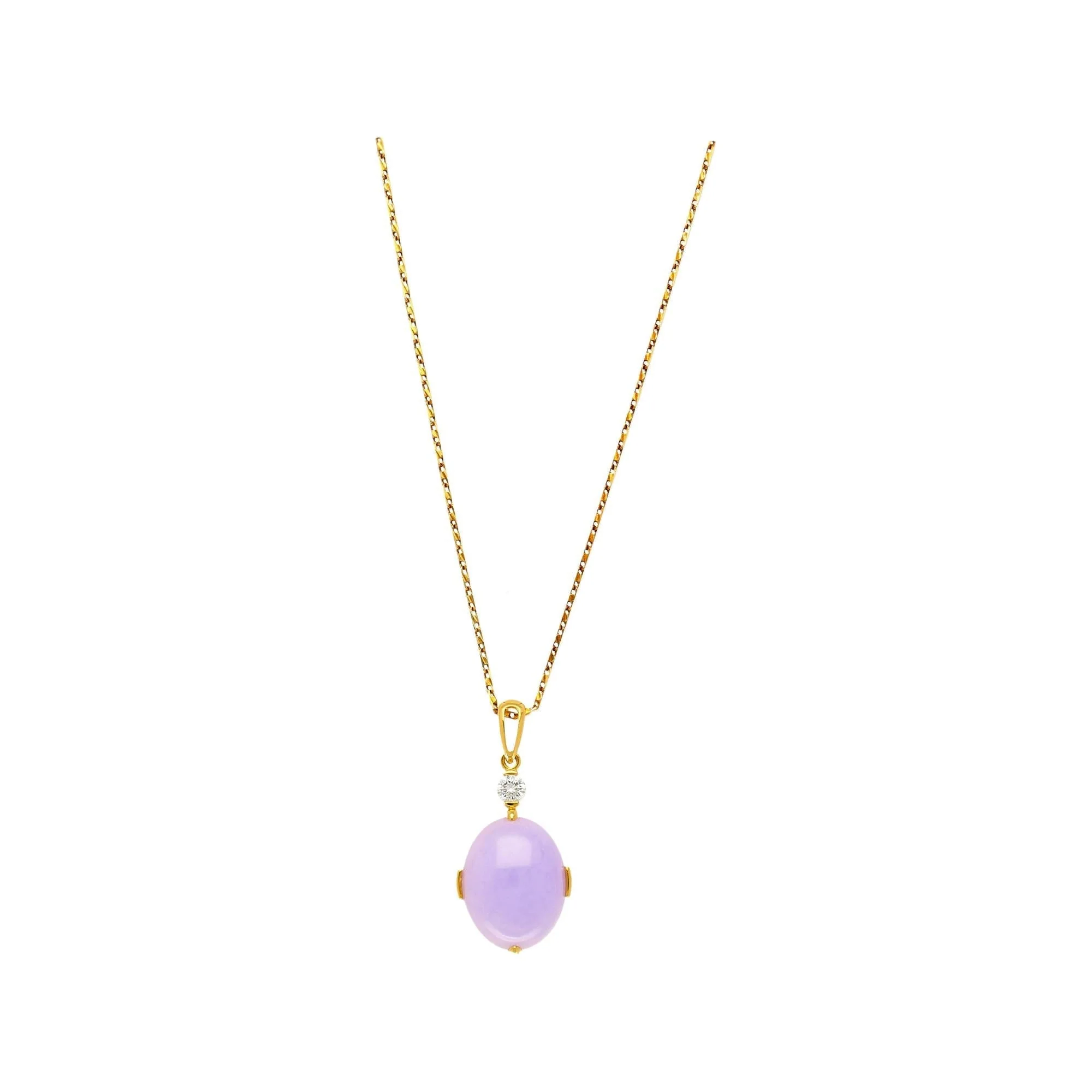 86.44ct Purple Jadeite Jade Diamond Gold Necklace Earring Set - Image 2