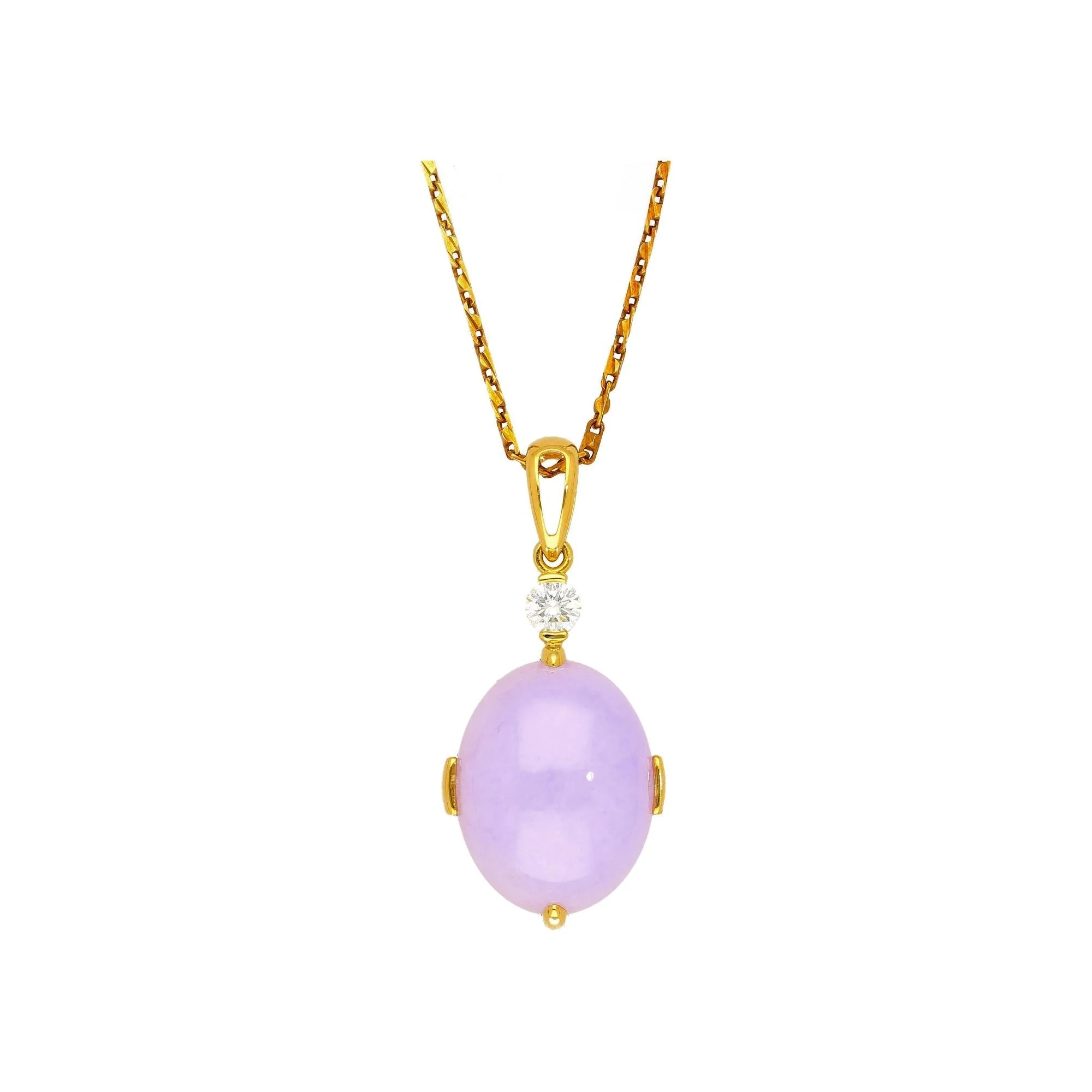 86.44ct Purple Jadeite Jade Diamond Gold Necklace Earring Set - Image 3