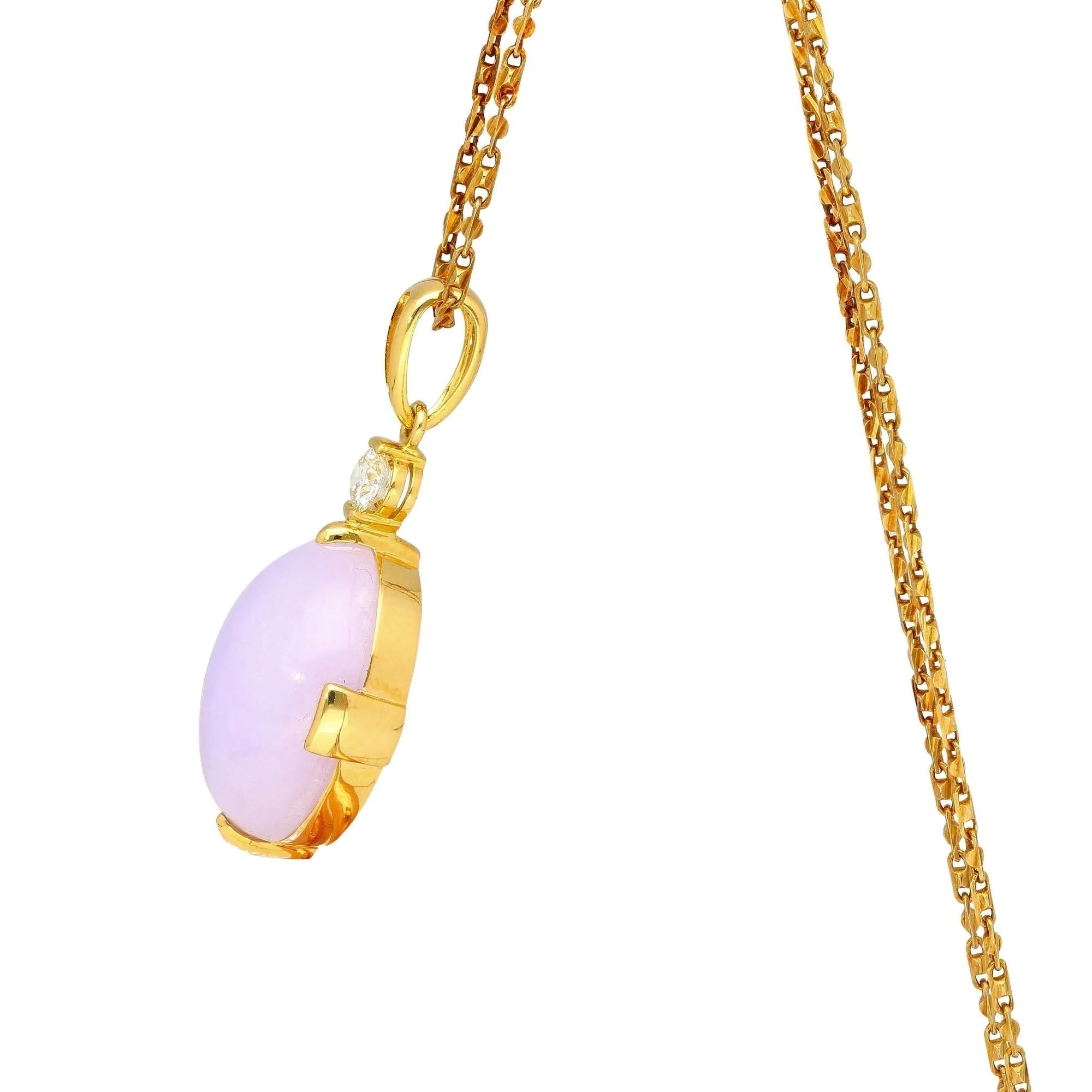 86.44ct Purple Jadeite Jade Diamond Gold Necklace Earring Set - Image 5