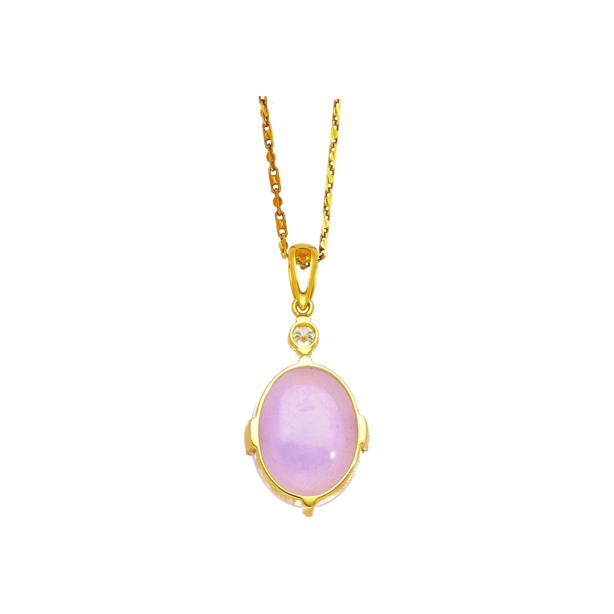 86.44ct Purple Jadeite Jade Diamond Gold Necklace Earring Set - Image 6