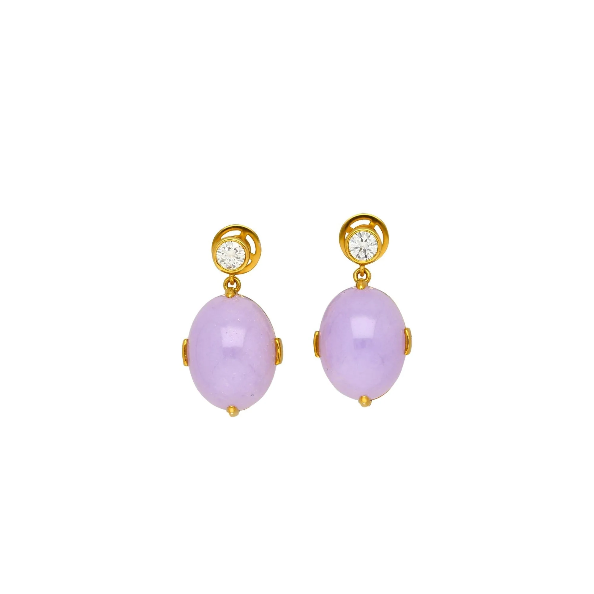 86.44ct Purple Jadeite Jade Diamond Gold Necklace Earring Set - Image 8
