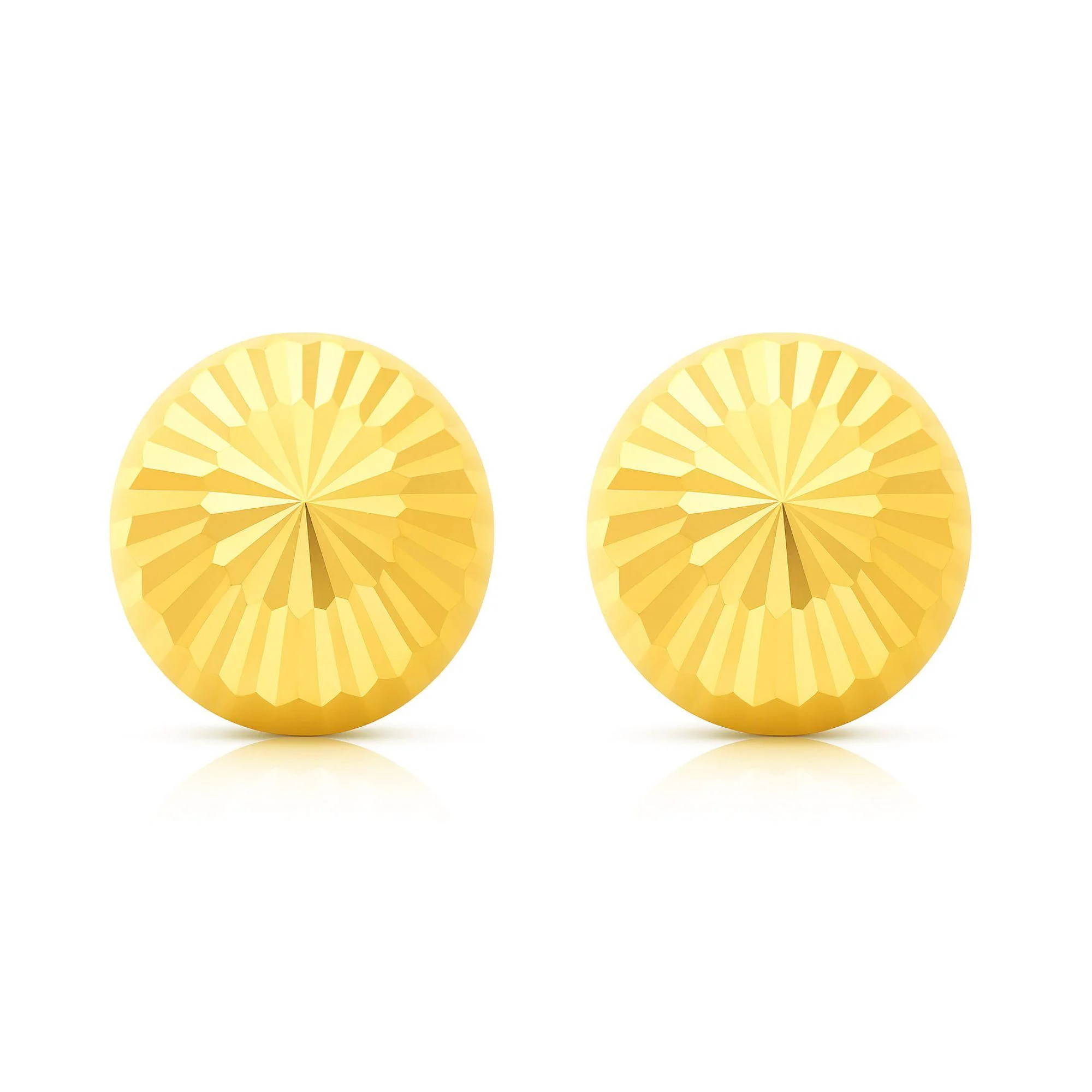 8mm Half Sphere Ball 14K Gold Diamond Cut Studs - Image 2