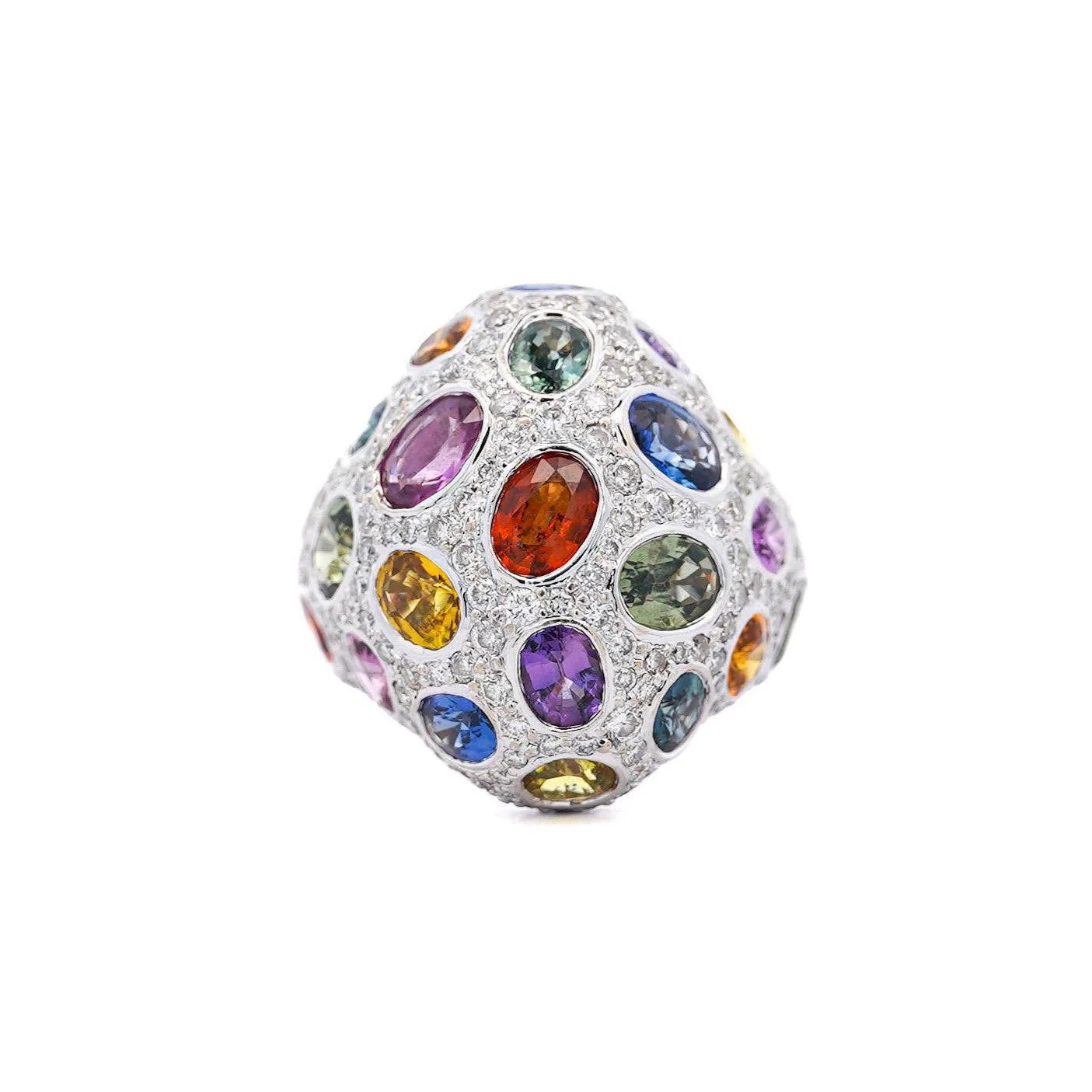 9.31 CTTW Mixed Color Sapphire, Amethyst, Garnet, Diamond Cluster Ring - Image 2