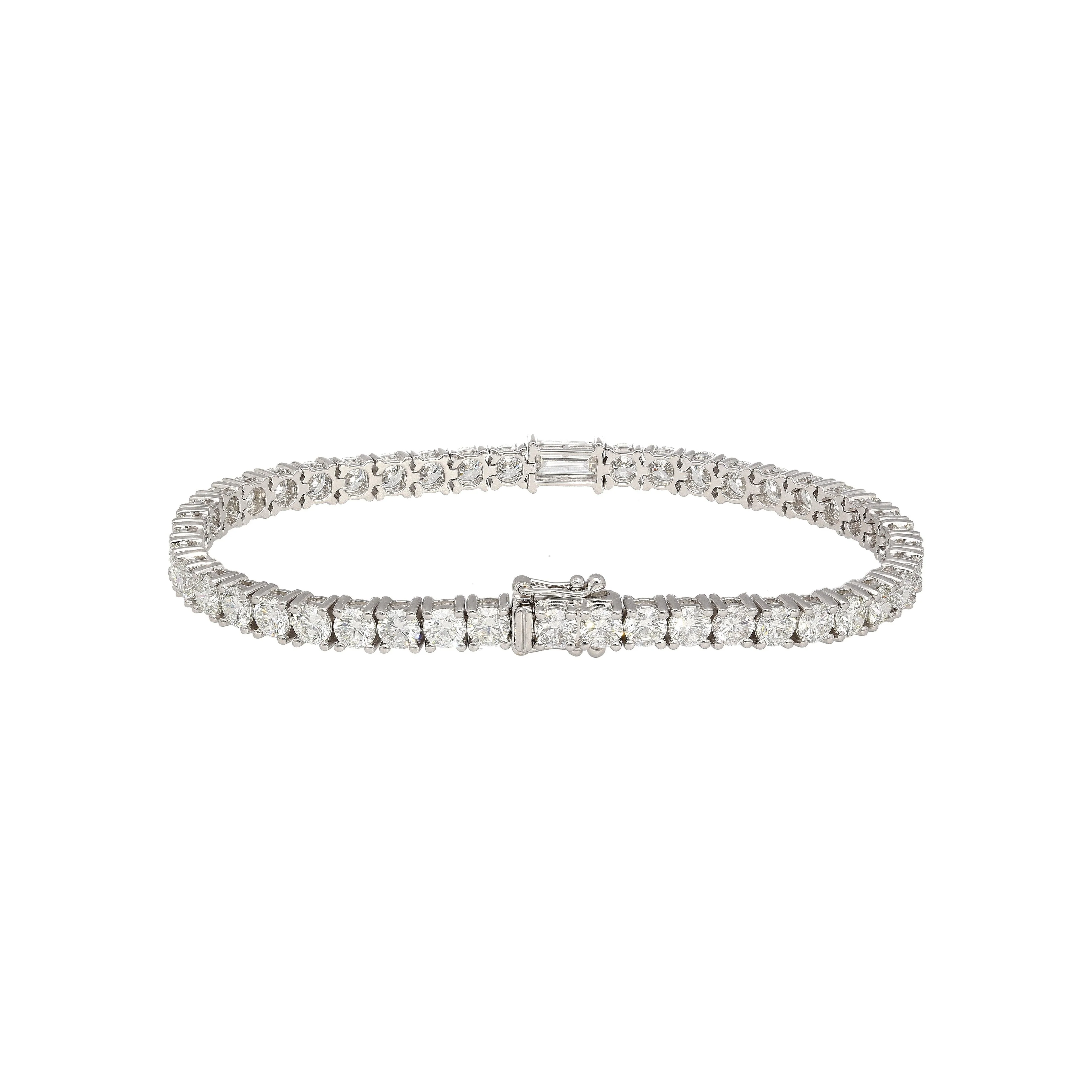 9-5 Carat Round & Emerald Cut Center Lab Diamond Tennis Bracelet in 18K - Image 6