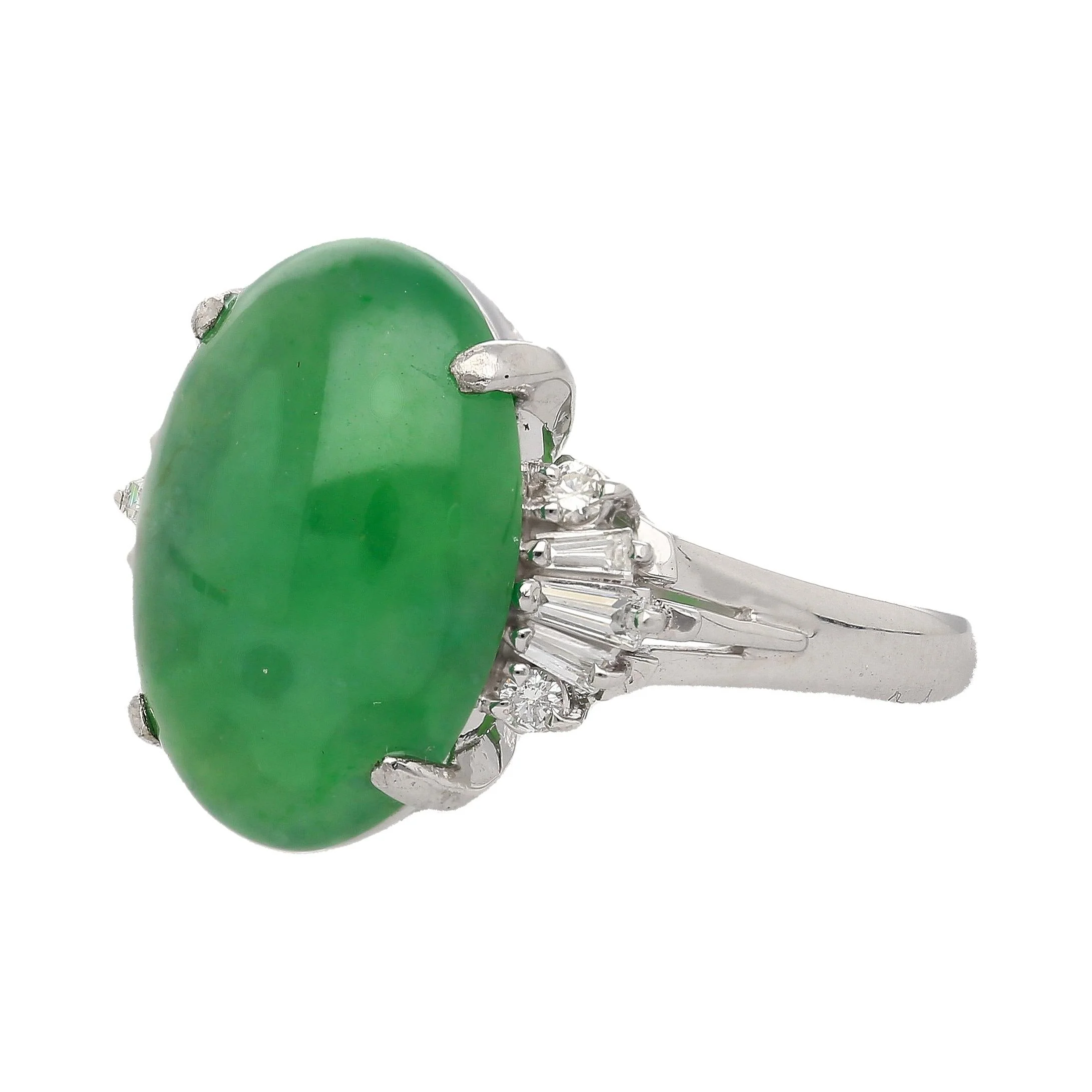 9 Carat Untreated Jadeite Jade Fei Cui and Diamond Platinum Ring HK Certified - Image 3