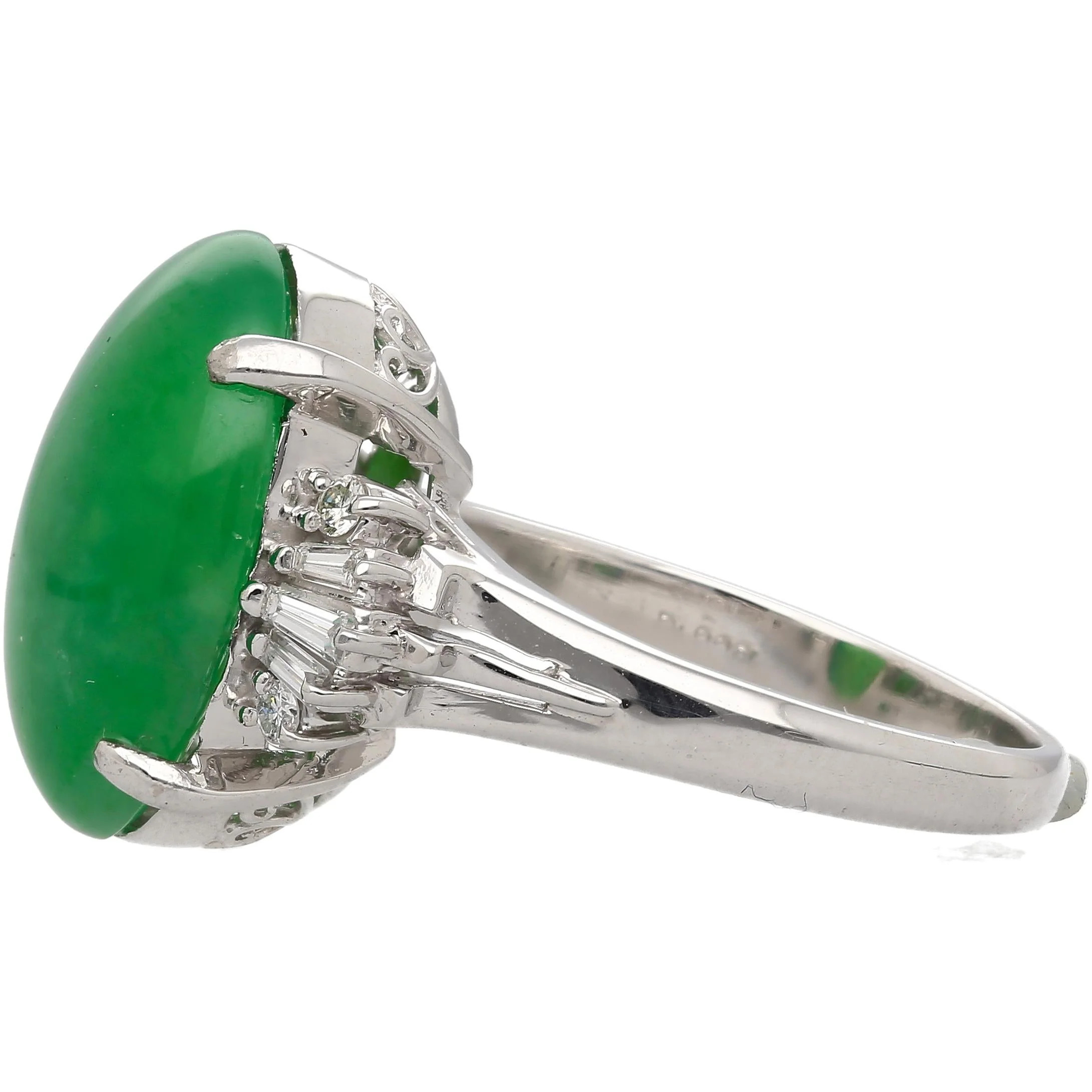 9 Carat Untreated Jadeite Jade Fei Cui and Diamond Platinum Ring HK Certified - Image 5