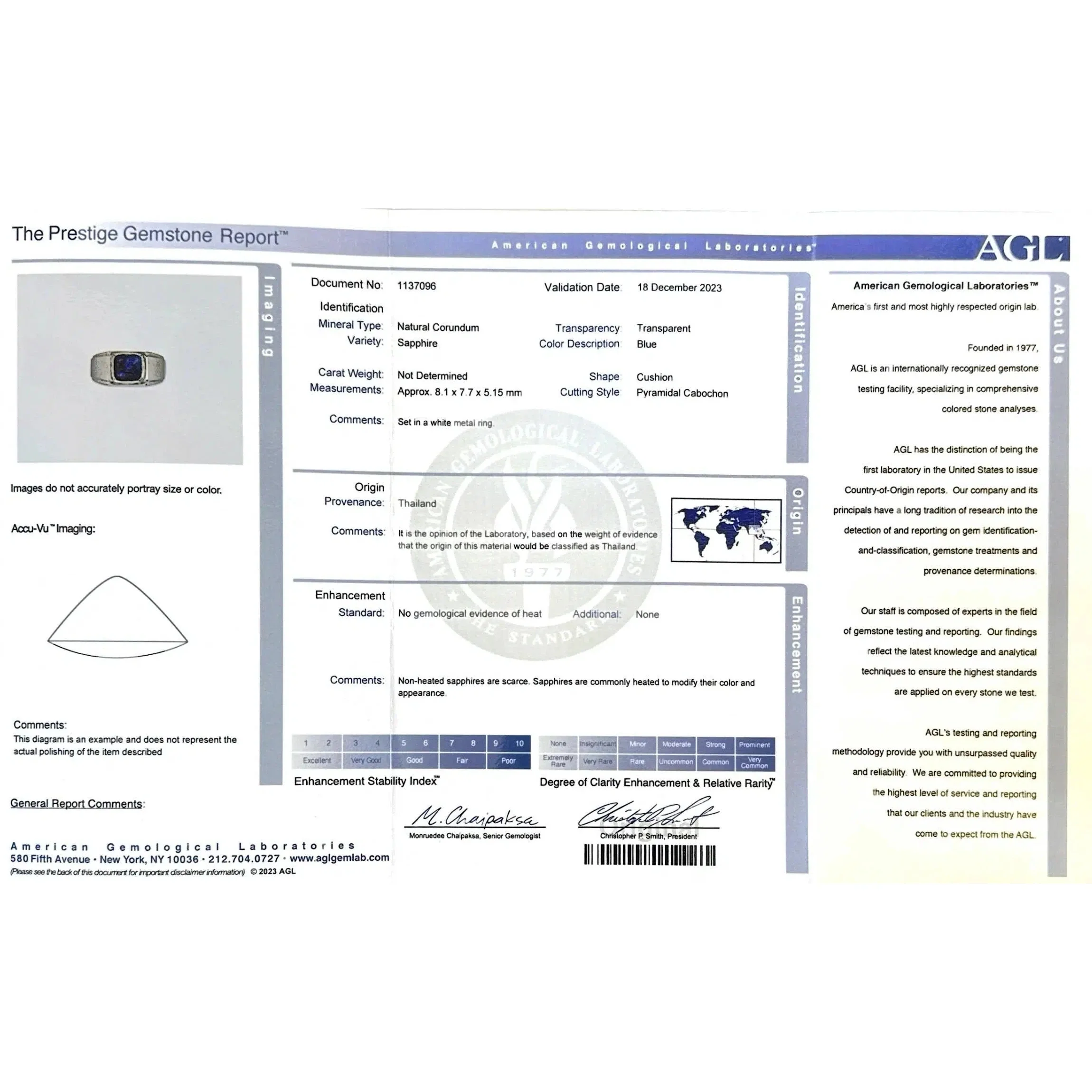 AGL Certified 3.5 Carat No Heat Blue Sapphire Platinum Mens Ring - Image 10