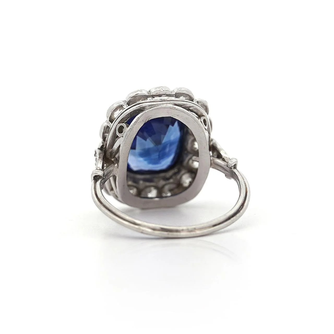 AGL Cert. 5 Carat Ceylon Blue Sapphire Art Deco Era Platinum Diamond Ring - Image 6