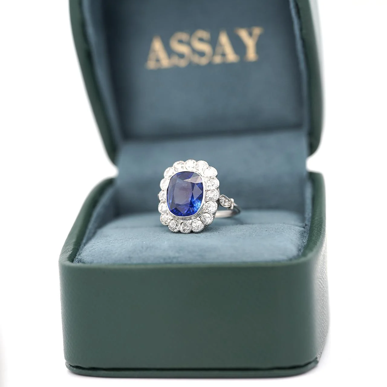 AGL Cert. 5 Carat Ceylon Blue Sapphire Art Deco Era Platinum Diamond Ring - Image 7