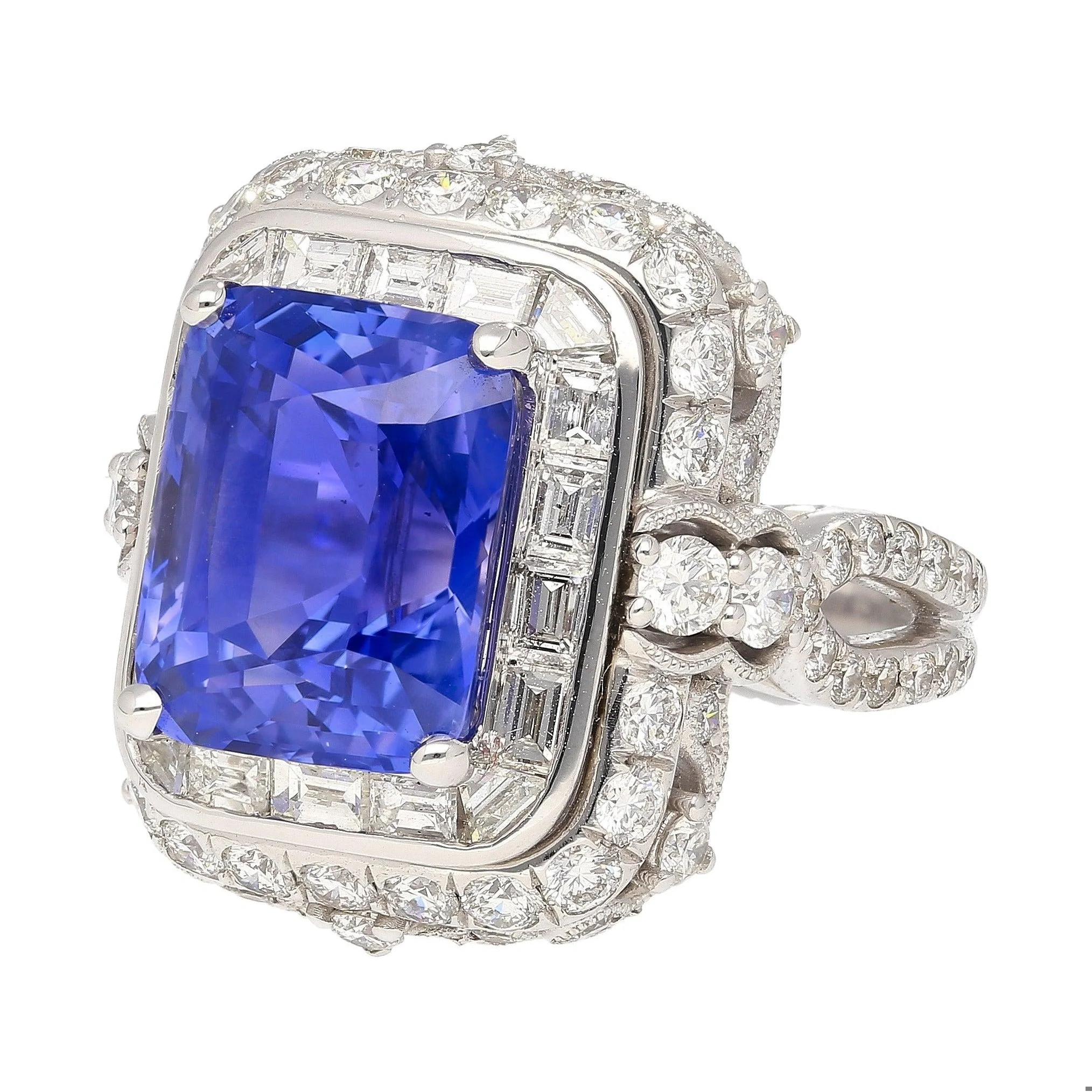 AGL Certified 10.10 Ct No Heat Ceylon Cornflower Blue Sapphire Diamond Ring - Image 5