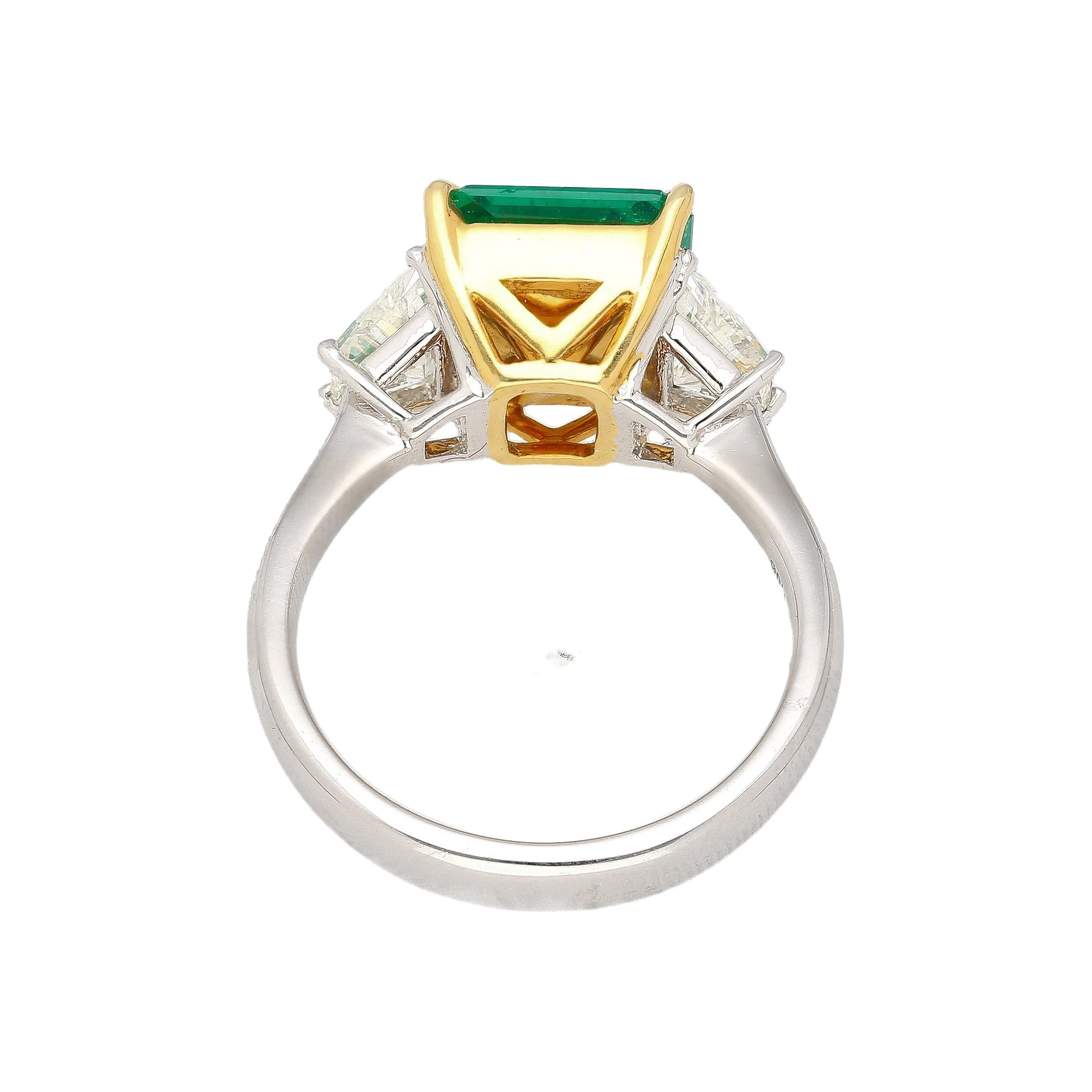 AGL Cert. 2.44 Carat No Oil Colombian Emerald & Trapezoid Diamond Ring - Image 6