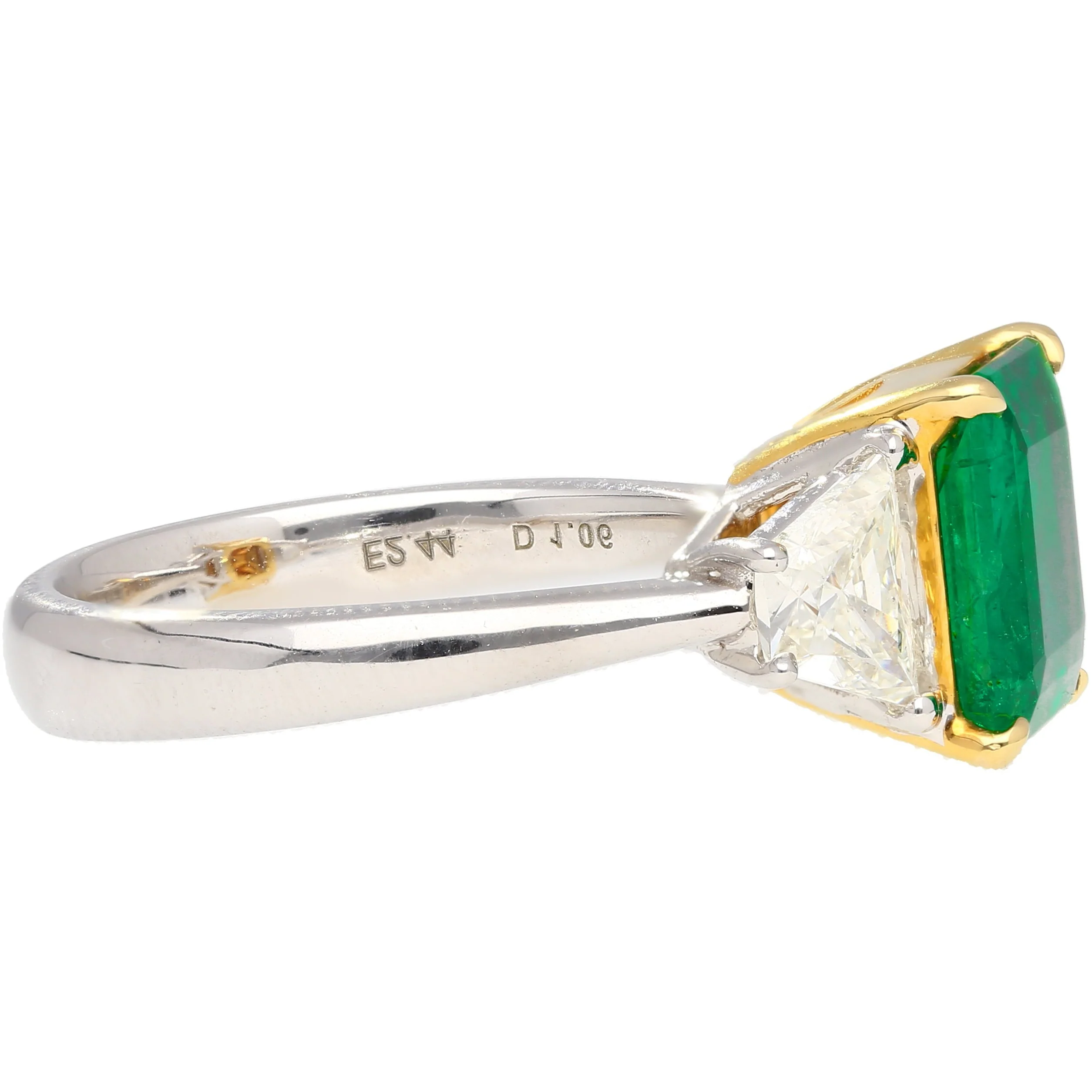 AGL Cert. 2.44 Carat No Oil Colombian Emerald & Trapezoid Diamond Ring - Image 7