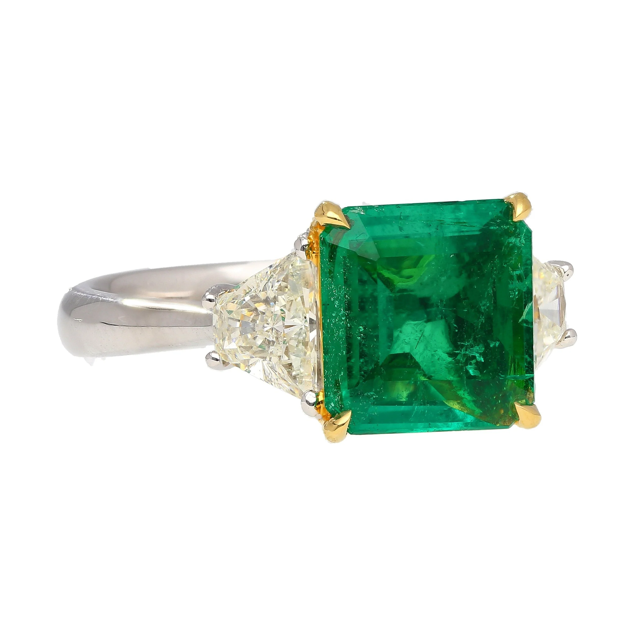 AGL Cert. 2.44 Carat No Oil Colombian Emerald & Trapezoid Diamond Ring - Image 8