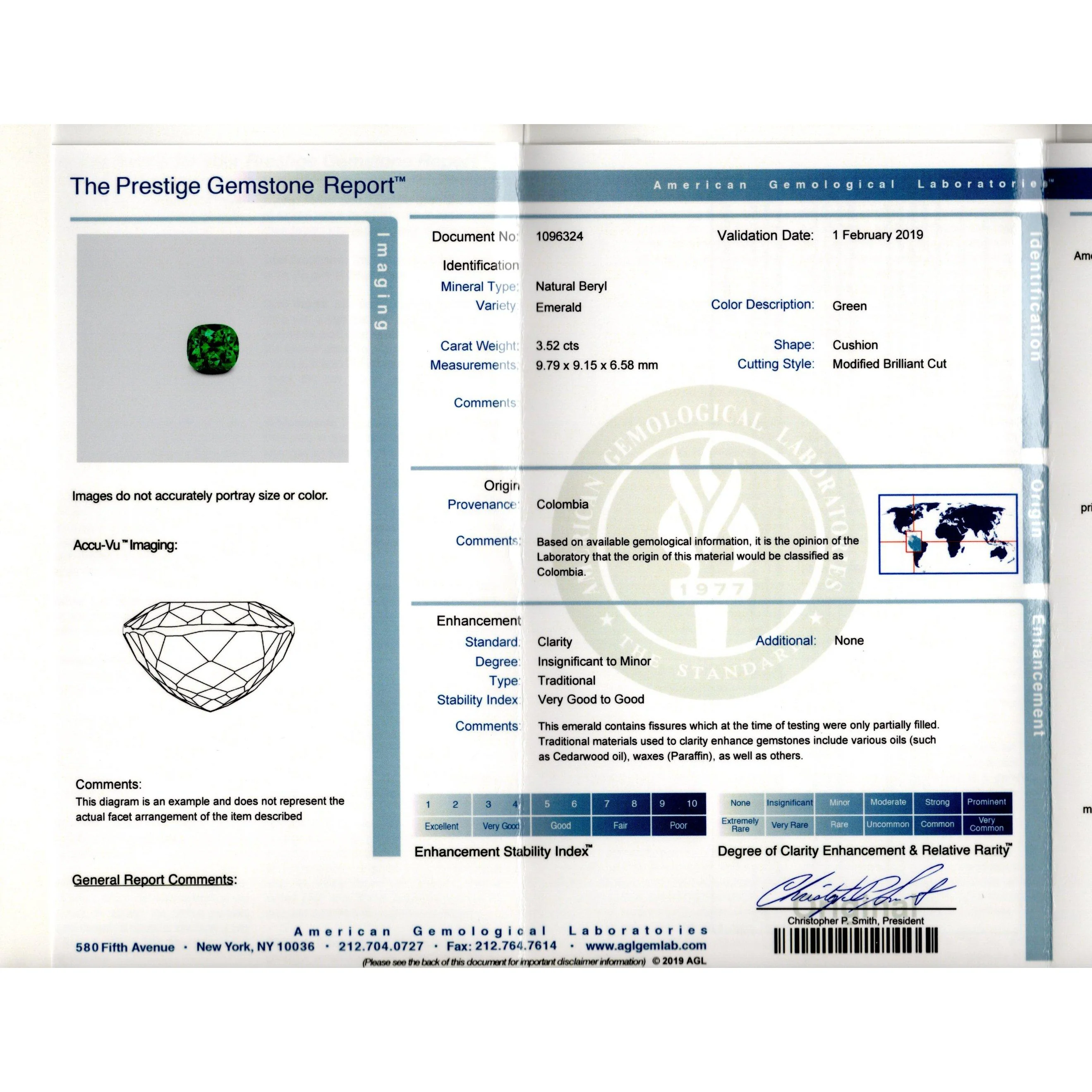 AGL Certified 3.52ct Cushion Colombian Emerald Half Moon Diamond Ring - Image 6