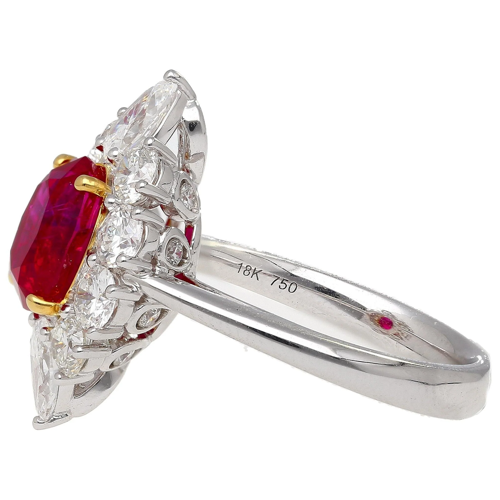 AGL Certified 3.04ct Pigeon Blood Ruby with Diamond Halo Ring - Image 3