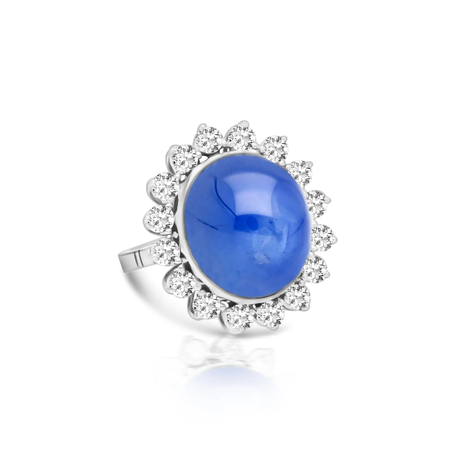 AGL Certified 30 Carat No Heat Ceylon Blue Star Sapphire & Diamond Halo Ring - Image 10