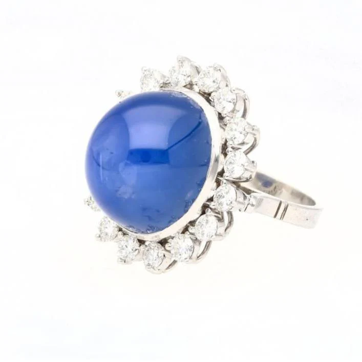 AGL Certified 30 Carat No Heat Ceylon Blue Star Sapphire & Diamond Halo Ring - Image 2