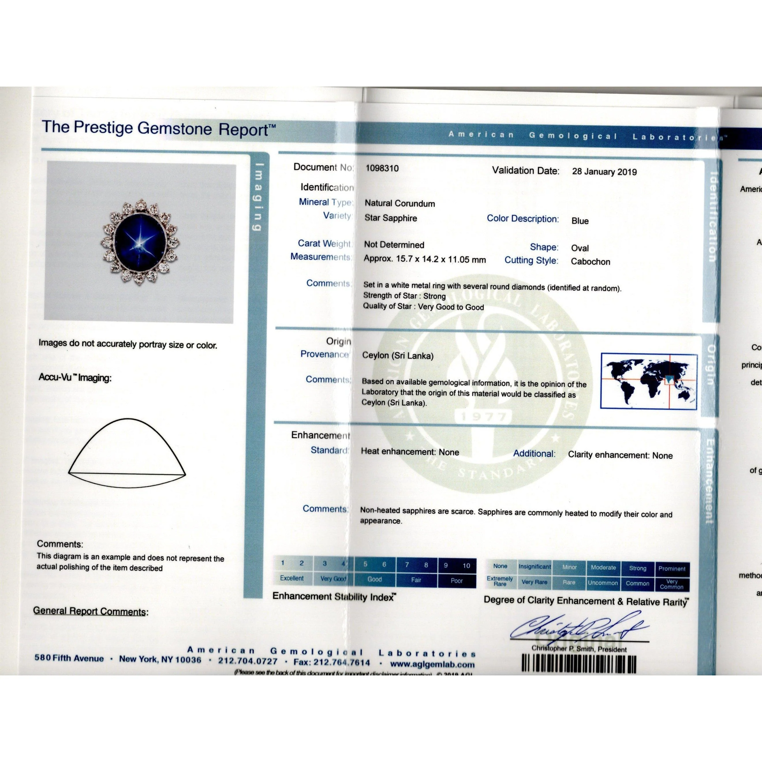AGL Certified 30 Carat No Heat Ceylon Blue Star Sapphire & Diamond Halo Ring - Image 8