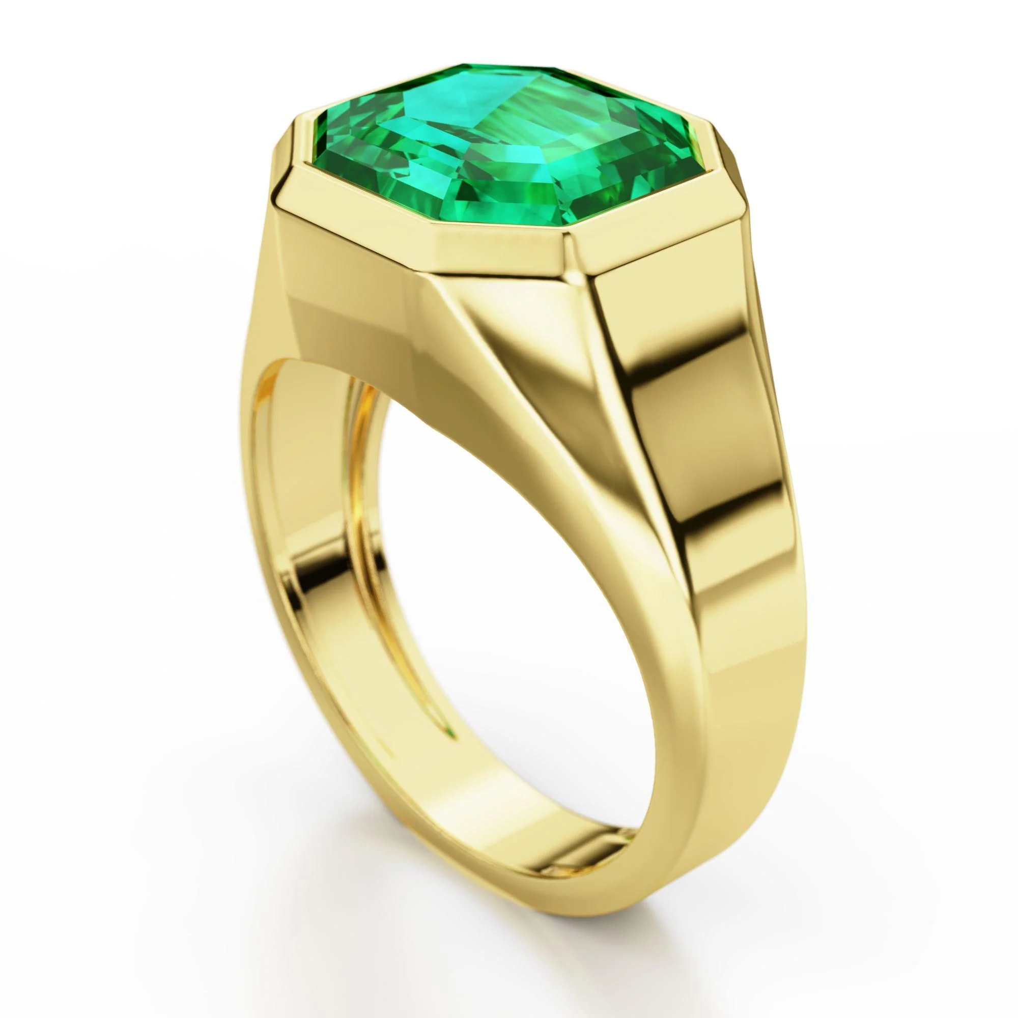 AGL Certified 4.2 Carat Colombian Emerald 18K Gold Octagon Bezel Ring - Image 3