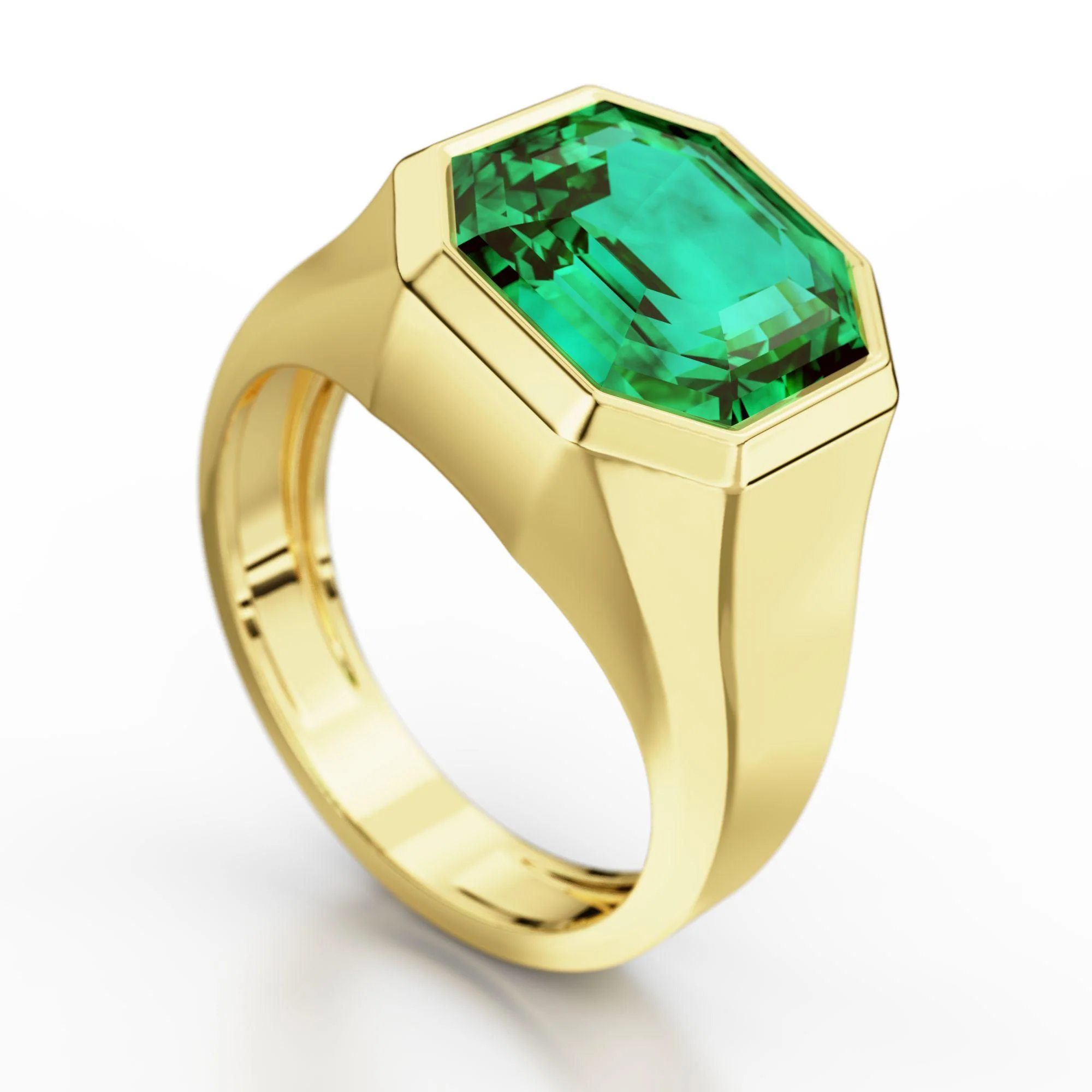 AGL Certified 4.2 Carat Colombian Emerald 18K Gold Octagon Bezel Ring - Image 4