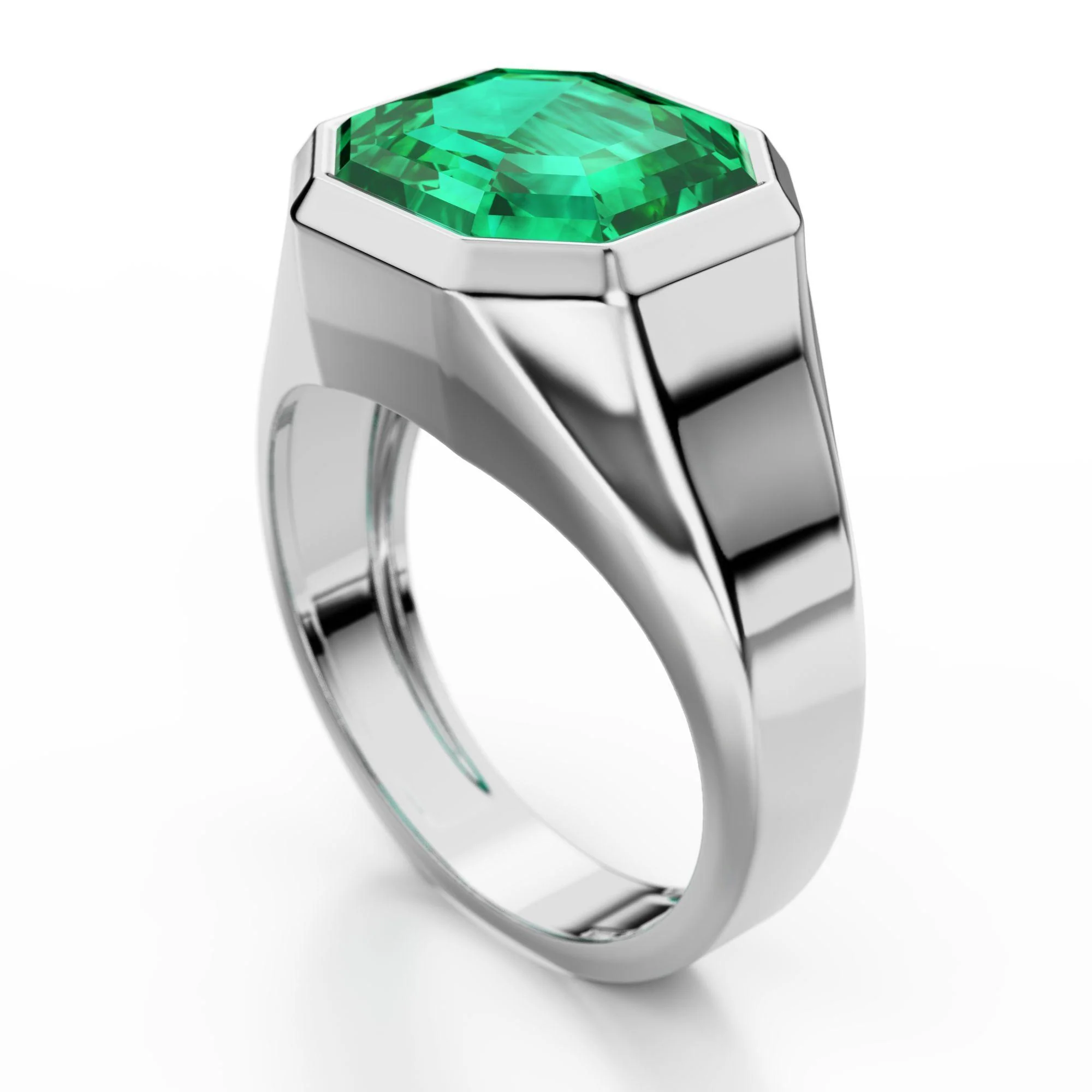 AGL Certified 4.2 Carat Colombian Emerald 18K Gold Octagon Bezel Ring - Image 5