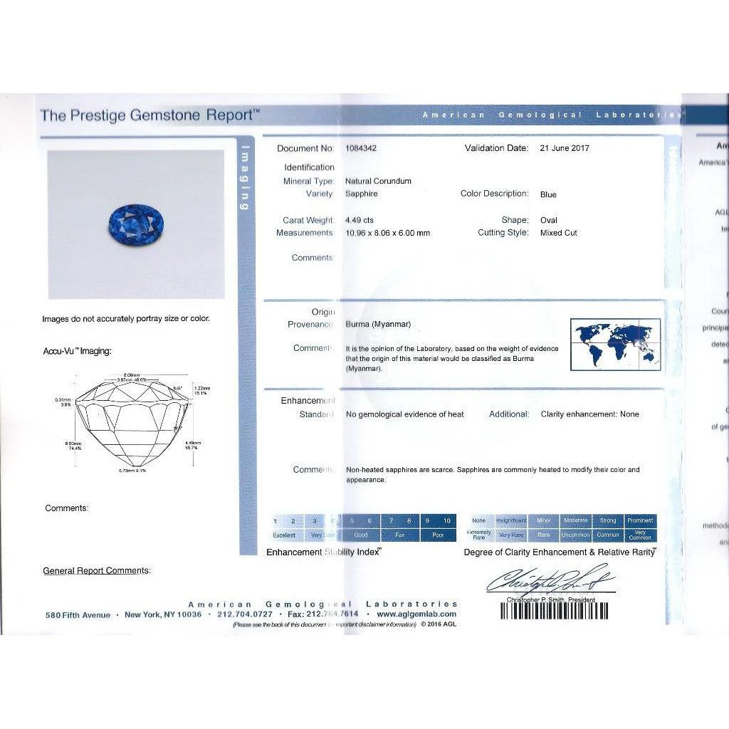 AGL Certified 4.07 Carat No Heat Burma Sapphire & Half Moon Diamond Ring - Image 7