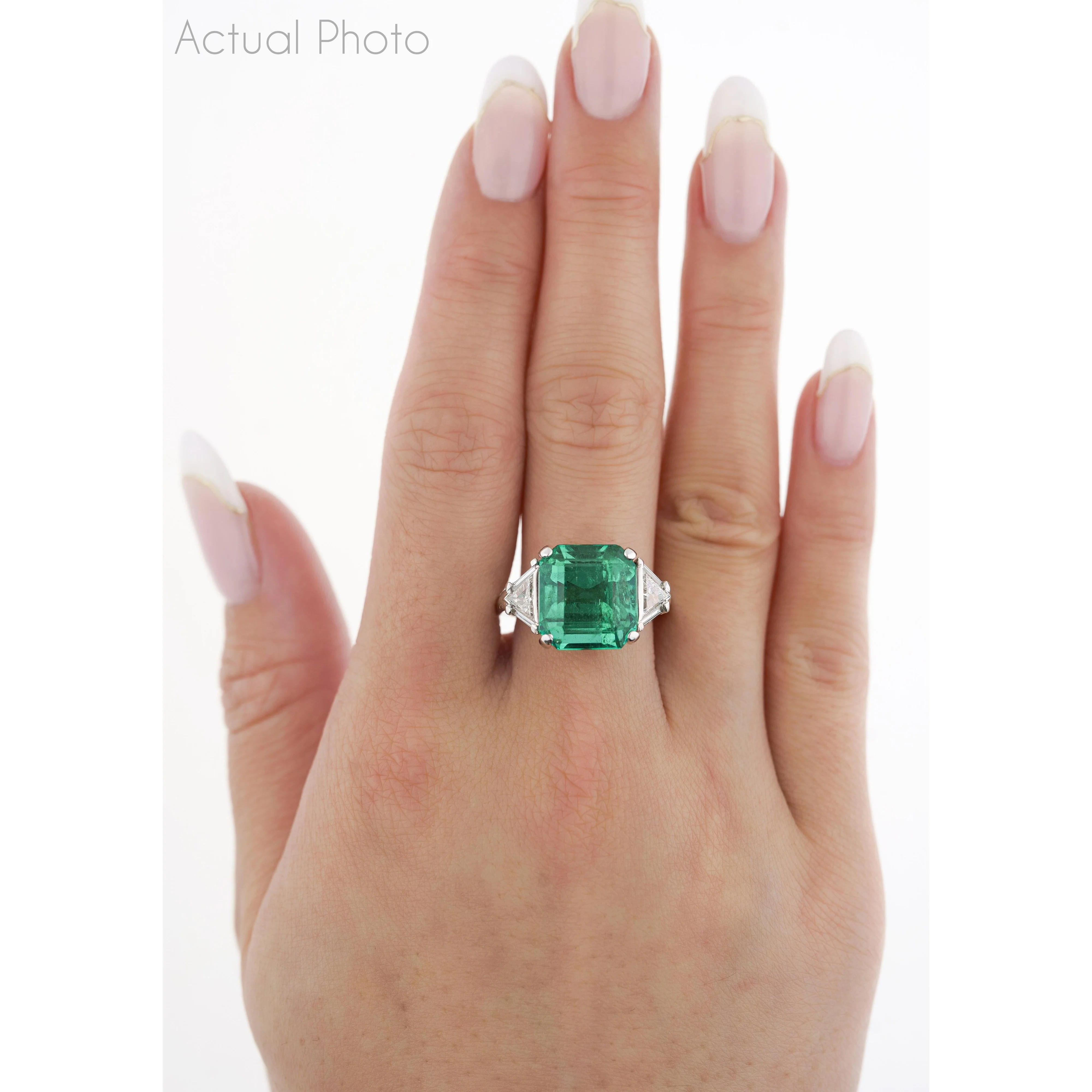 AGL Certified 8.01 Carat No Oil Colombian Emerald Vintage Platinum Ring - Image 5