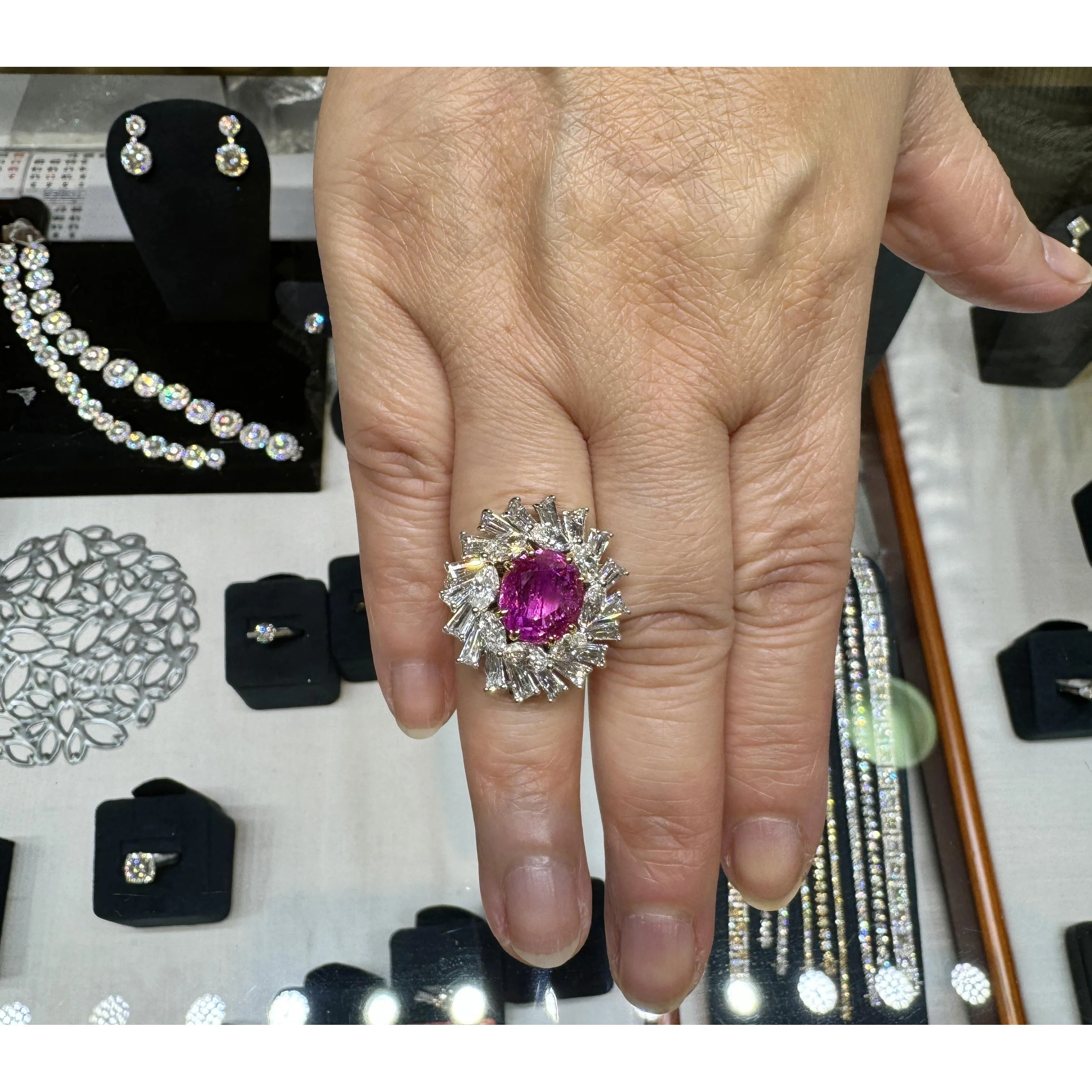 AGL Certified 9.55 Carat No Heat Burma Pink Sapphire Detachable Ring To Pendant - Image 5