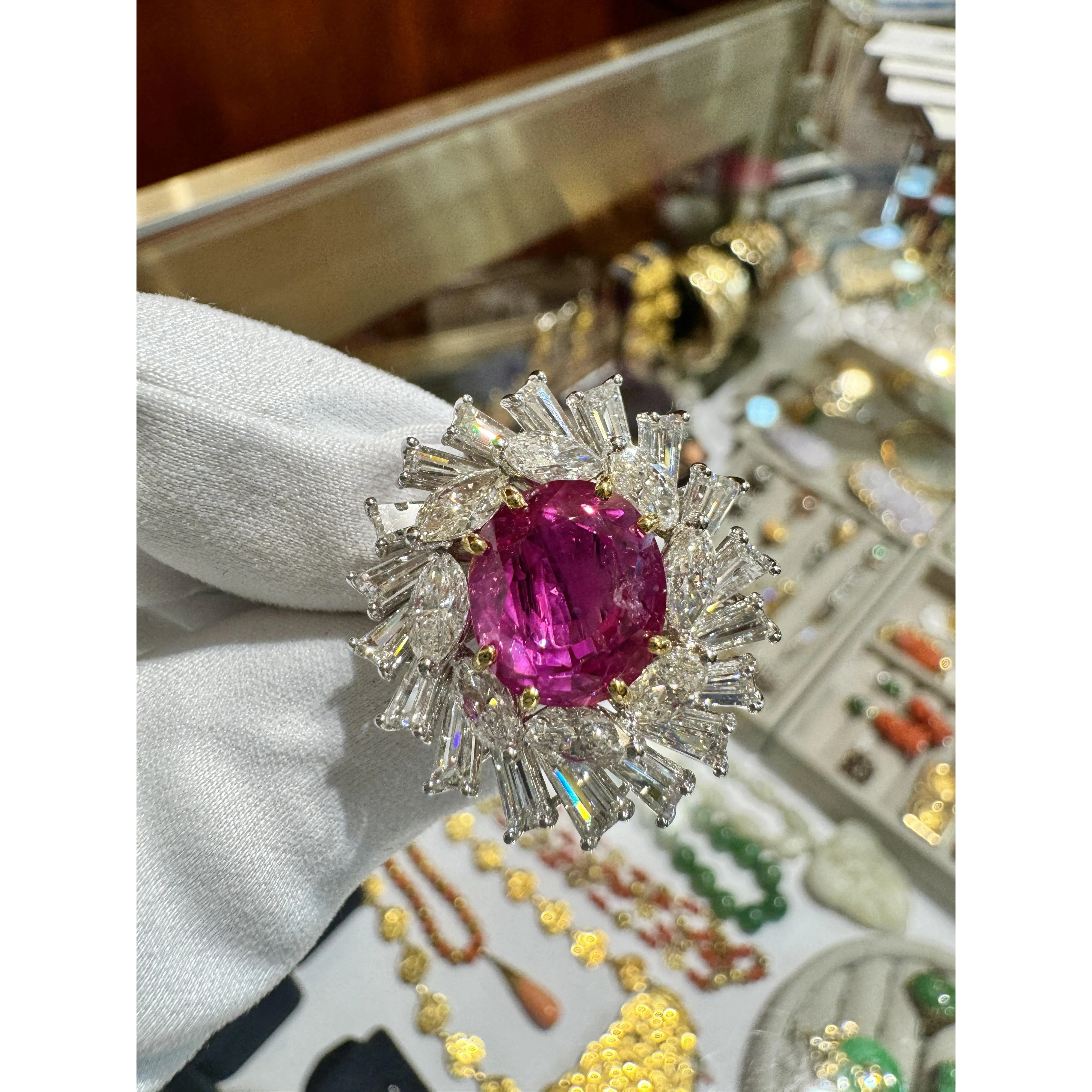 AGL Certified 9.55 Carat No Heat Burma Pink Sapphire Detachable Ring To Pendant - Image 9